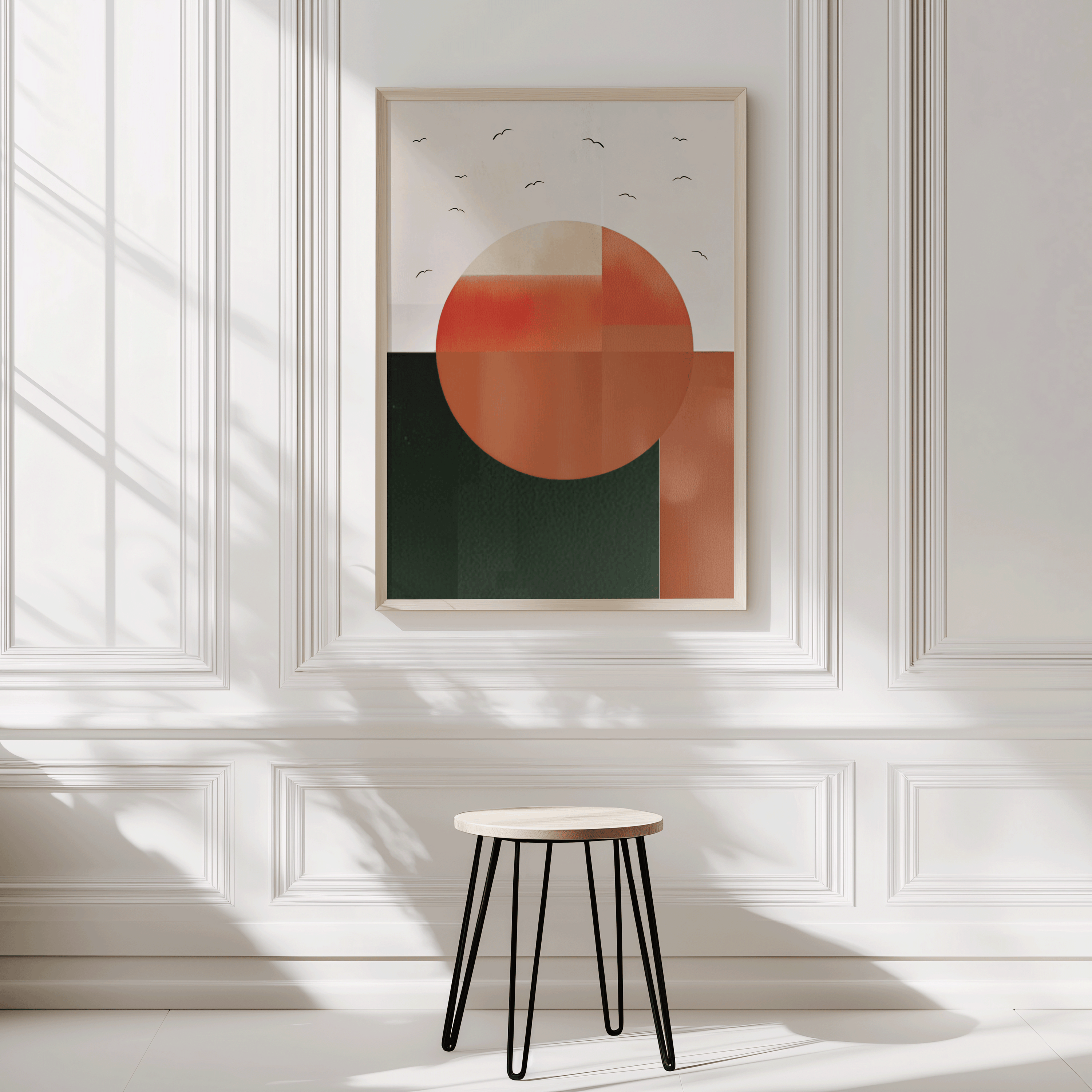 Boho Abstract Wall Art | Canvas Art, Art Prints & Framed Canvas, scandinavian boho nordic norwegian wall art poster print, boho vintage color block orange green beige black, living room dining room bedroom hallway wall art canvas wall art prints