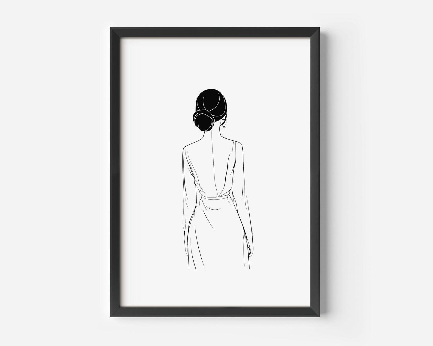 Black and White Minimalist Wall Art | Canvas Art, Art Prints & Framed Canvas, line art sketch of a feminine woman with a low bun, modern minimal canvas wall art print for living room or bedroom