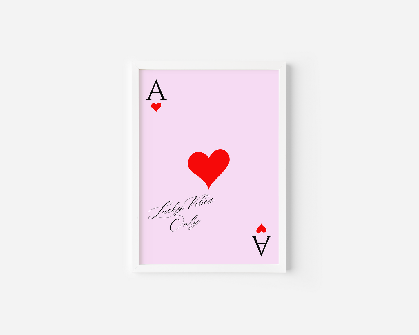 Ace of Hearts Pink Red Wall Art | Canvas Art, Art Prints & Framed Canvas, trendy fashion poster dorm bedroom bar cart kitchen apartment girly typography canvas wall art print