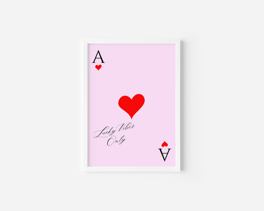 Ace of Hearts Pink Red Wall Art | Canvas Art, Art Prints & Framed Canvas, trendy fashion poster dorm bedroom bar cart kitchen apartment girly typography canvas wall art print