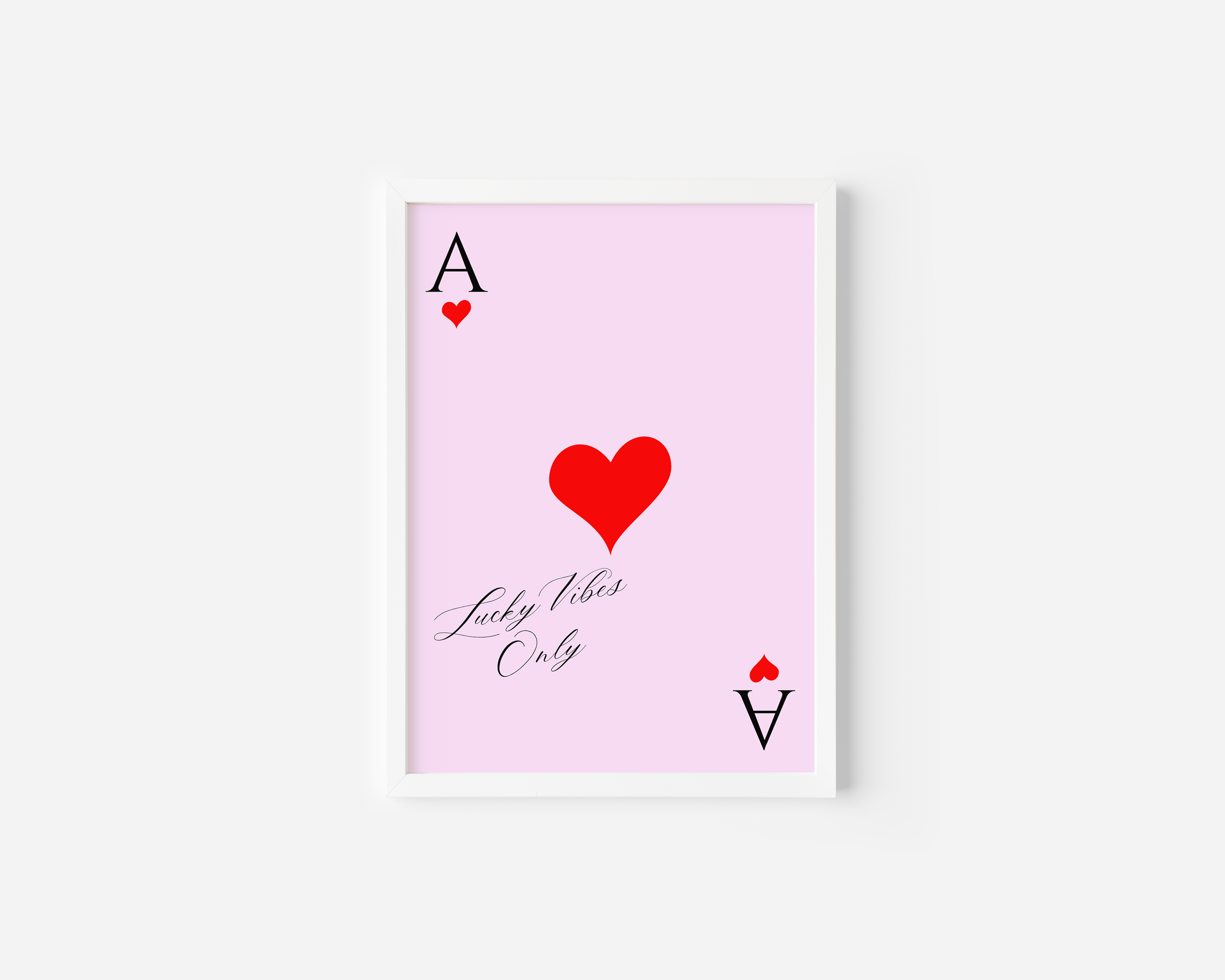 Ace of Hearts Pink Red Wall Art | Canvas Art, Art Prints & Framed Canvas, trendy fashion poster dorm bedroom bar cart kitchen apartment girly typography canvas wall art print