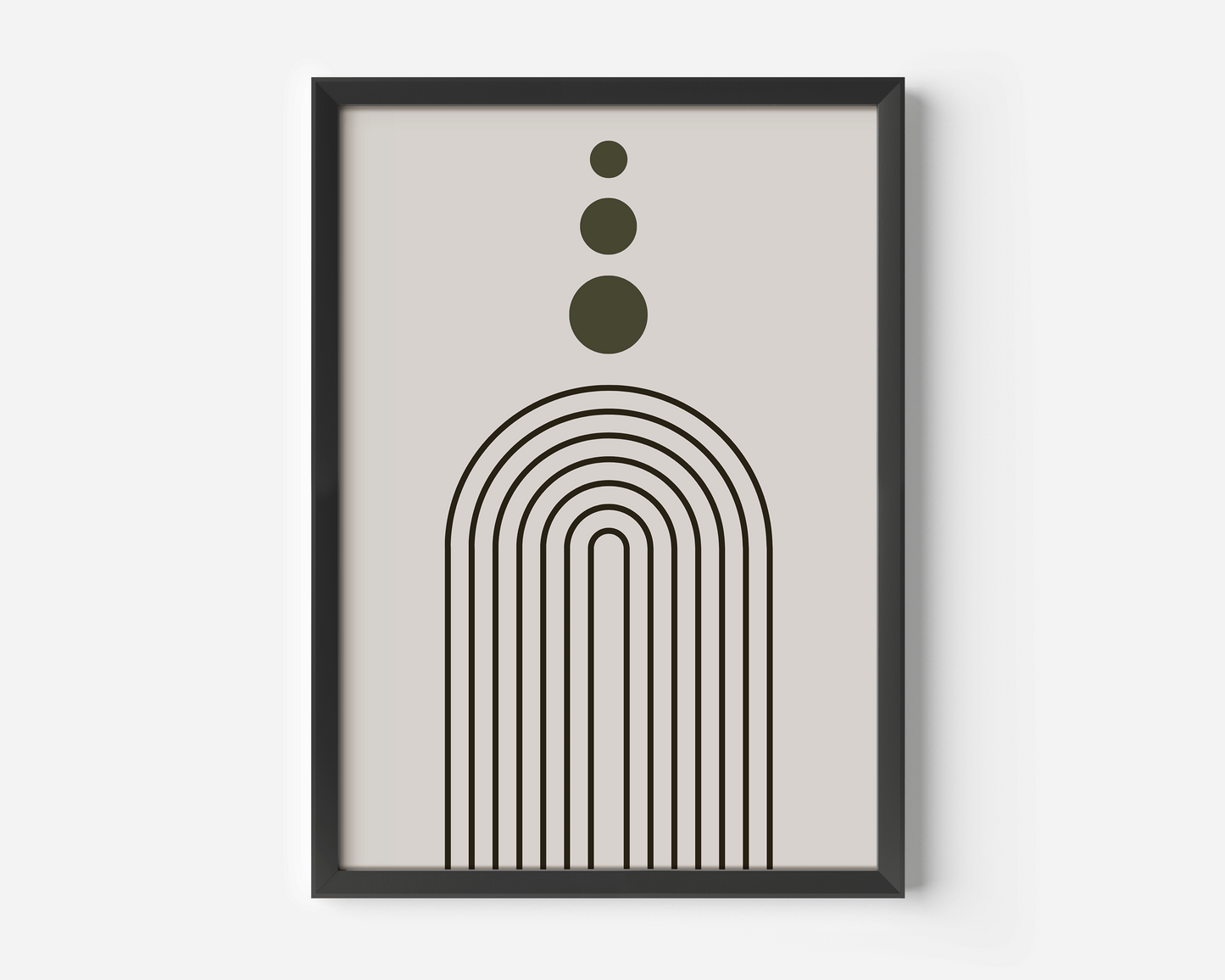 Geometric Wall Art with Arches and Circles | Canvas Art, Art Prints & Framed Canvas, rainbow arch circles boho vintage minimal mid century modern shapes canvas wall art, beige taupe green brown black living room dining room hallway bedroom framed poster prints, set of 2, set of 3