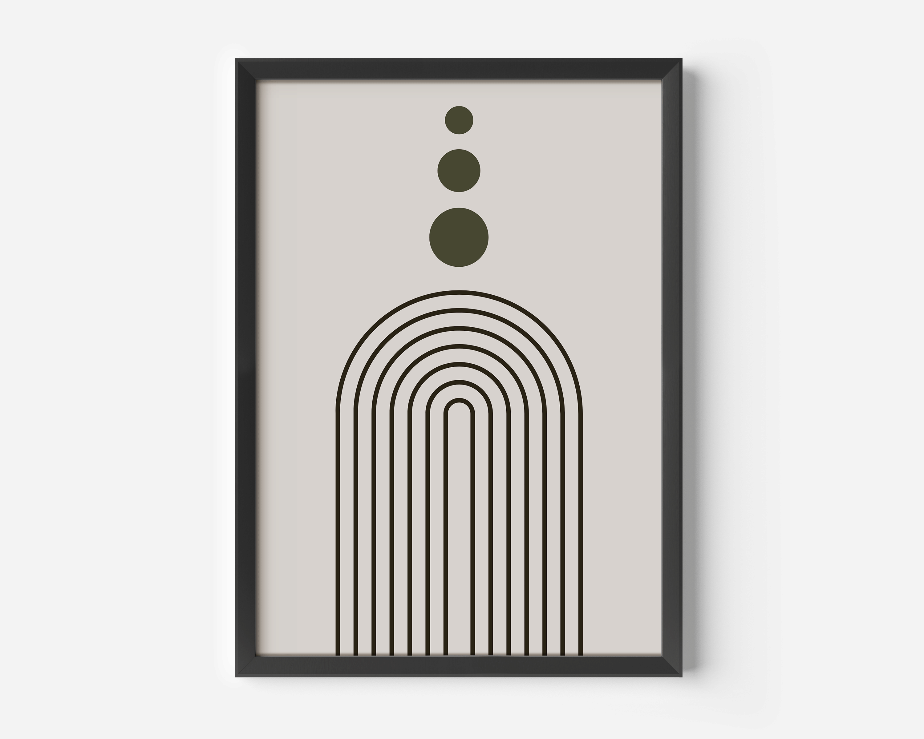 Geometric Wall Art with Arches and Circles | Canvas Art, Art Prints & Framed Canvas, rainbow arch circles boho vintage minimal mid century modern shapes canvas wall art, beige taupe green brown black living room dining room hallway bedroom framed poster prints, set of 2, set of 3