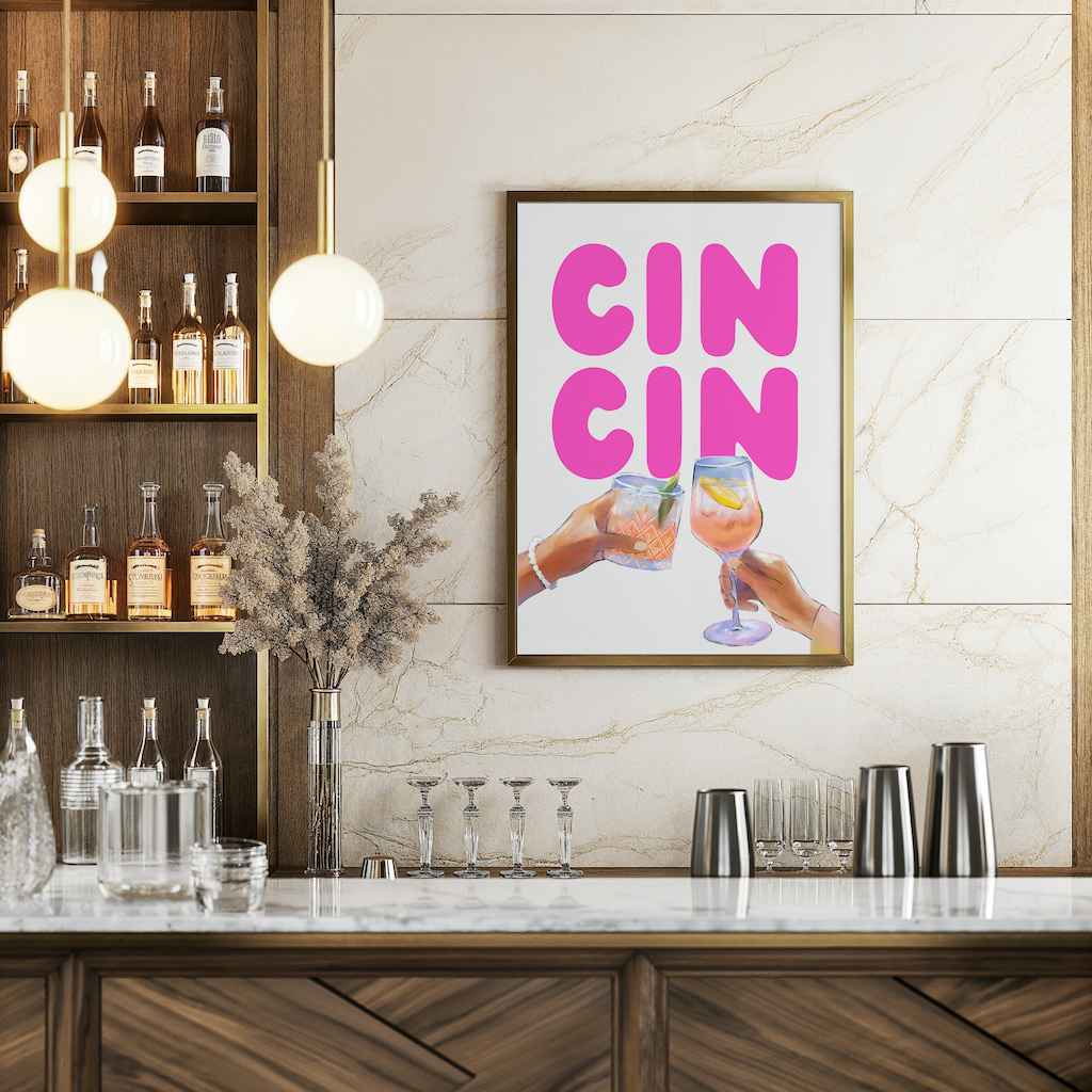 Bar Cart Wall Art | Canvas Art, Art Prints & Framed Canvas, cin cin cheers poster wall art print