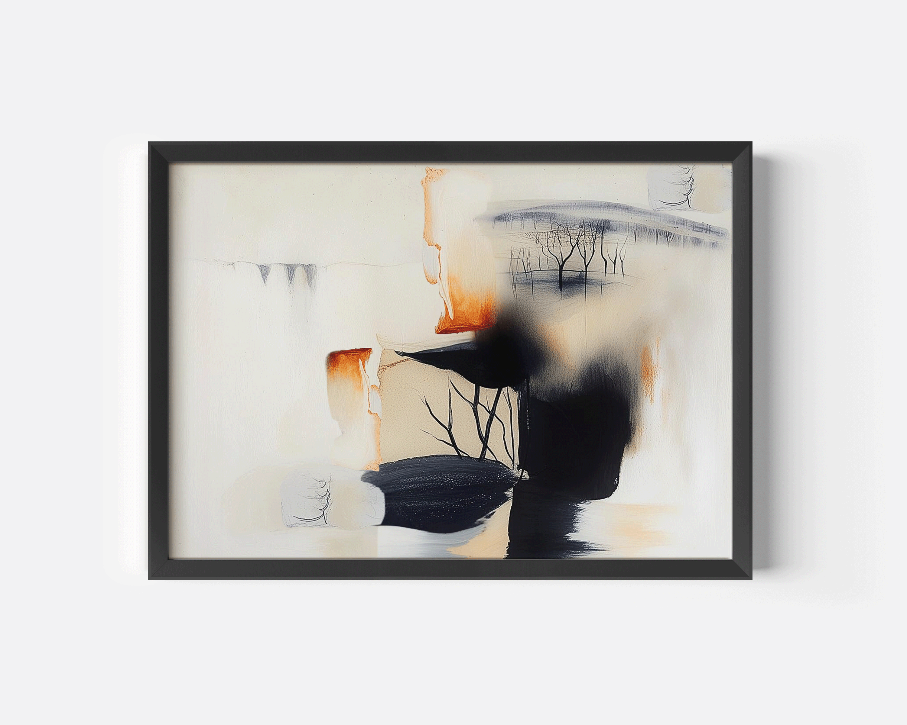 Abstract Black Orange Wall Art | Canvas Art, Art Prints & Framed Canvas, beige, white, brown, orange, black modern contemporary abstract canvas wall art