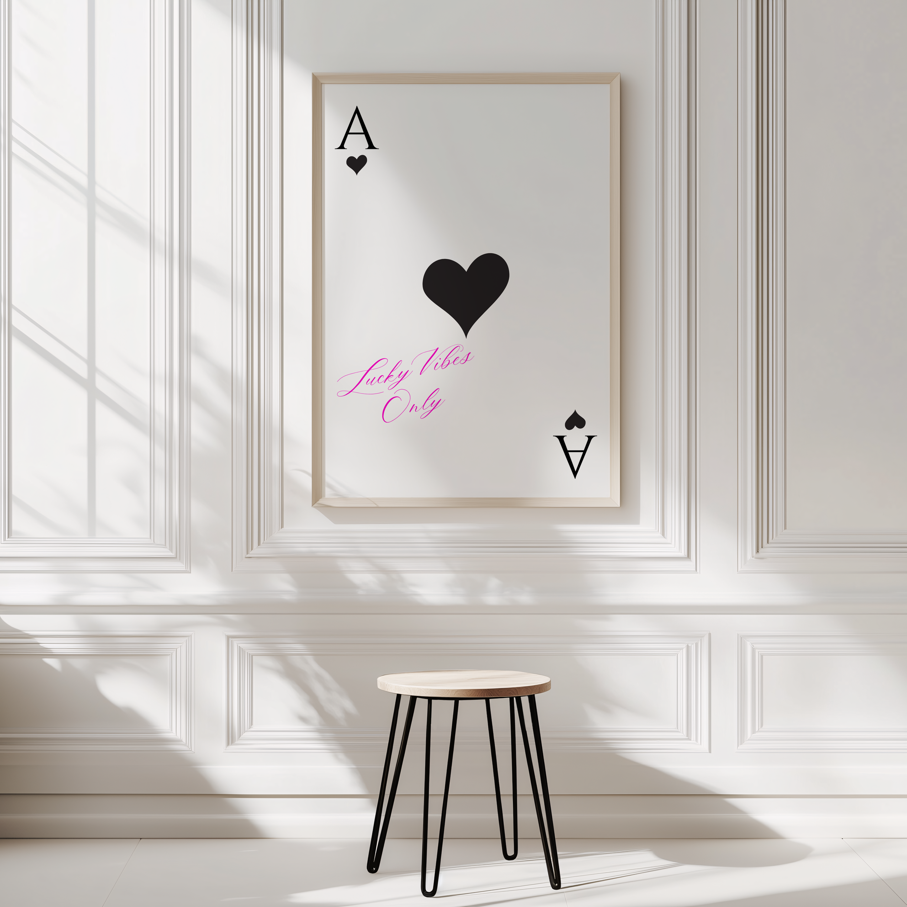 Ace of Hearts Wall Art | Canvas Art, Art Prints & Framed Canvas, black and white ace of hearts playing card deck of cards poster print, lucky vibes only, dorm bedroom fashion art print, bar cart kitchen living room canvas wall art