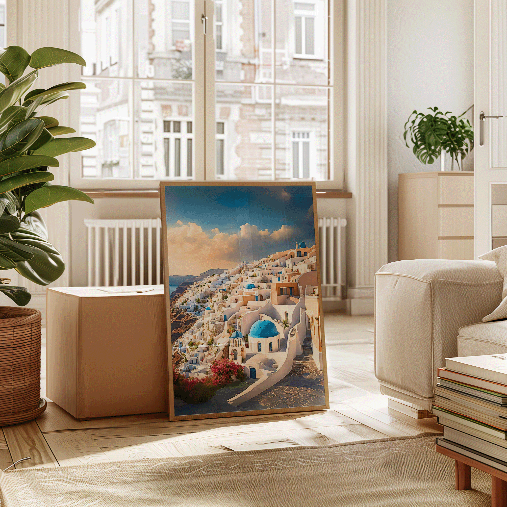 Santorini Wall Art | Canvas Art, Art Prints & Framed Canvas, santorini greece canvas wall art poster print, travel photography print, botanical mediterranean canvas wall art