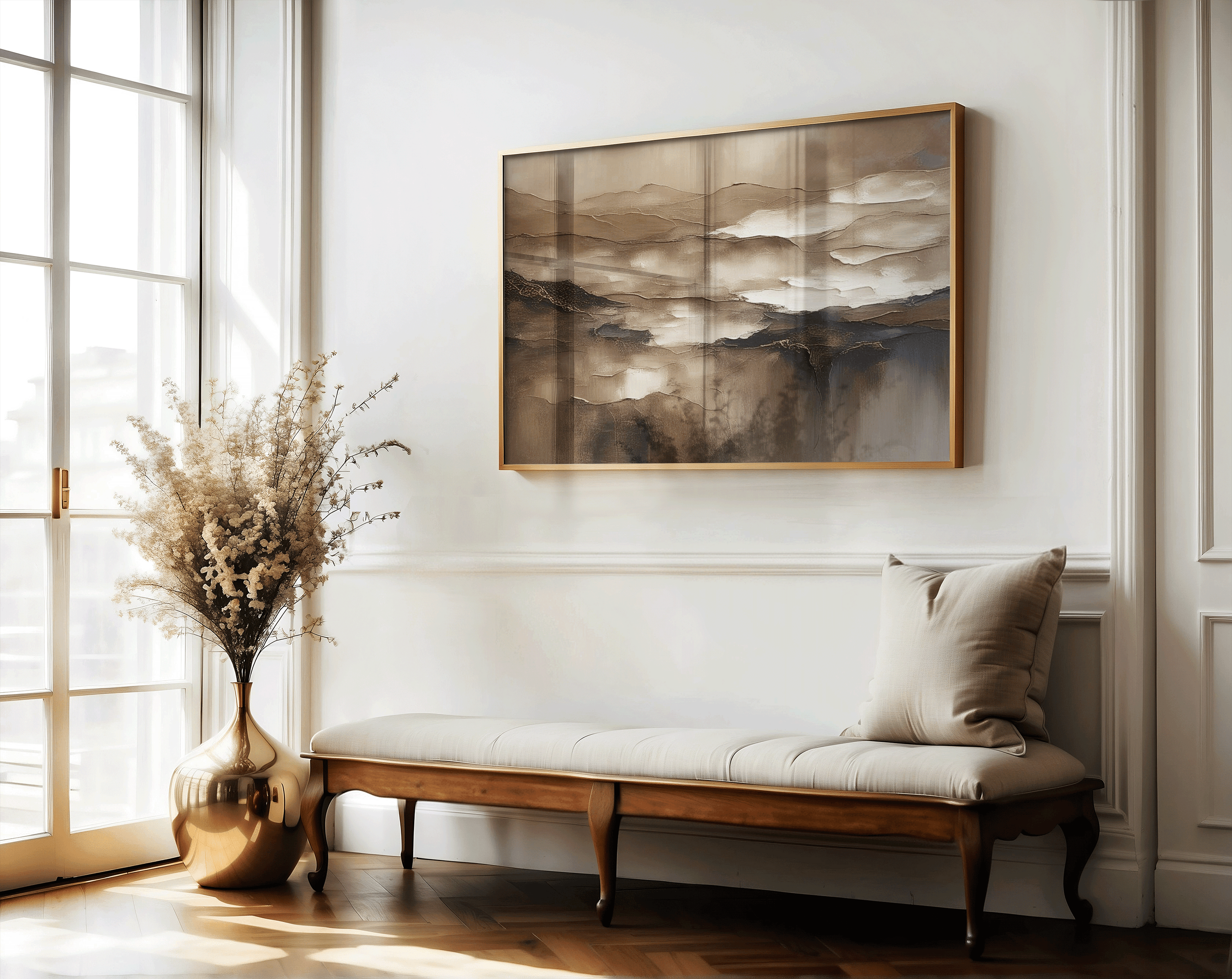 Brown Wall Art Canvas | Canvas Art, Art Prints & Framed Canvas, brown textured artwork, brown beige black moody abstract modern contemporary canvas wall art, living room dining room hallway bedroom entryway horizontal oil painting wall art print