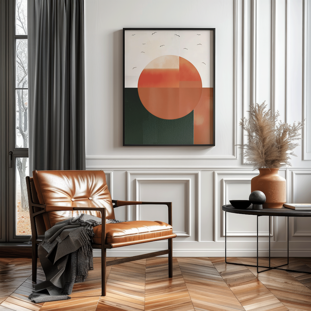 Boho Abstract Wall Art | Canvas Art, Art Prints & Framed Canvas, scandinavian boho nordic norwegian wall art poster print, boho vintage color block orange green beige black, living room dining room bedroom hallway wall art canvas wall art prints