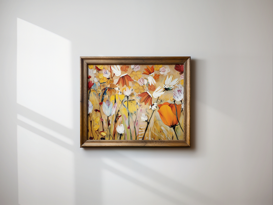 Spring Flower Wall Art | Canvas Art, Art Prints & Framed Canvas, Jostle wall art, orange yellow white botanical oil painting, Jill Martin