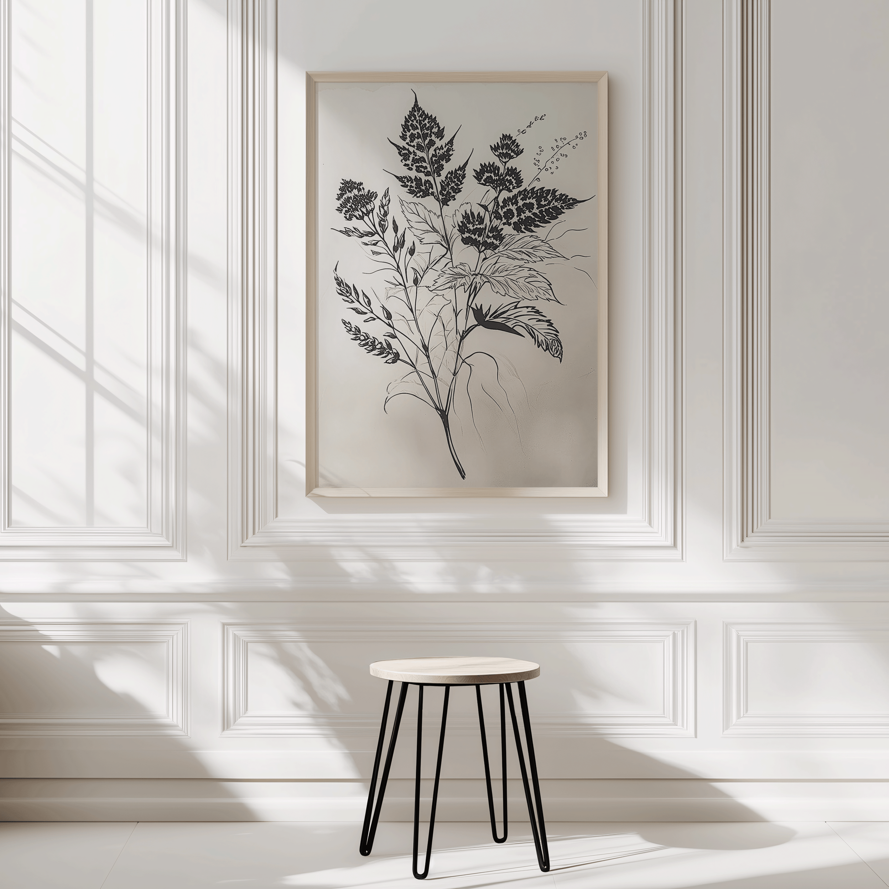 Black Botanical Wall Art | Canvas Art, Art Prints & Framed Canvas, black beige flower stem bouquet boho vintage sketch canvas wall art