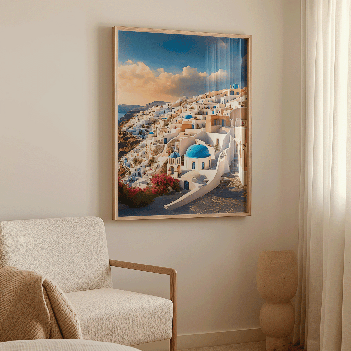 Santorini Wall Art | Canvas Art, Art Prints & Framed Canvas, santorini greece canvas wall art poster print, travel photography print, botanical mediterranean canvas wall art