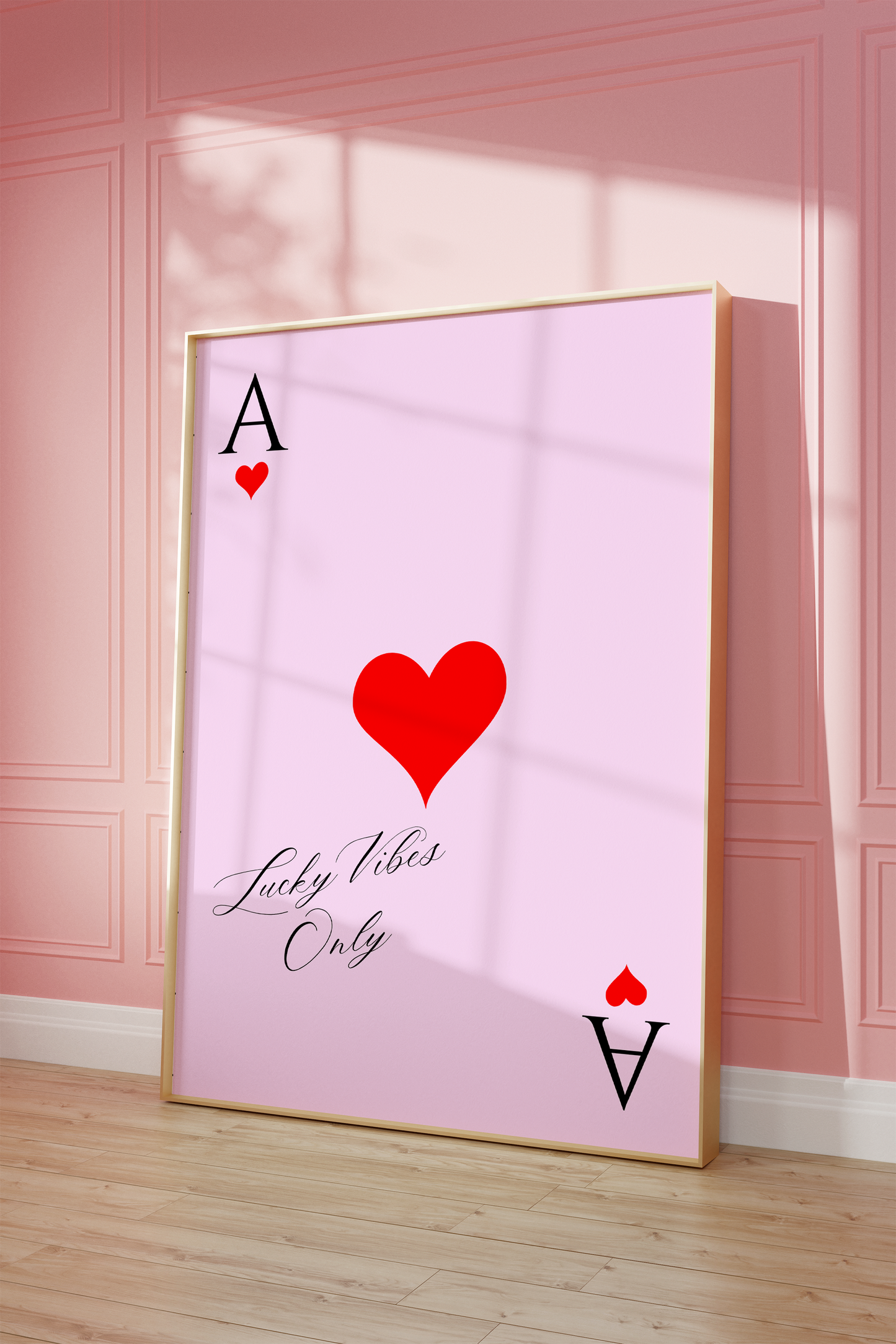 Ace of Hearts Pink Red Wall Art | Canvas Art, Art Prints & Framed Canvas, trendy fashion poster dorm bedroom bar cart kitchen apartment girly typography canvas wall art print