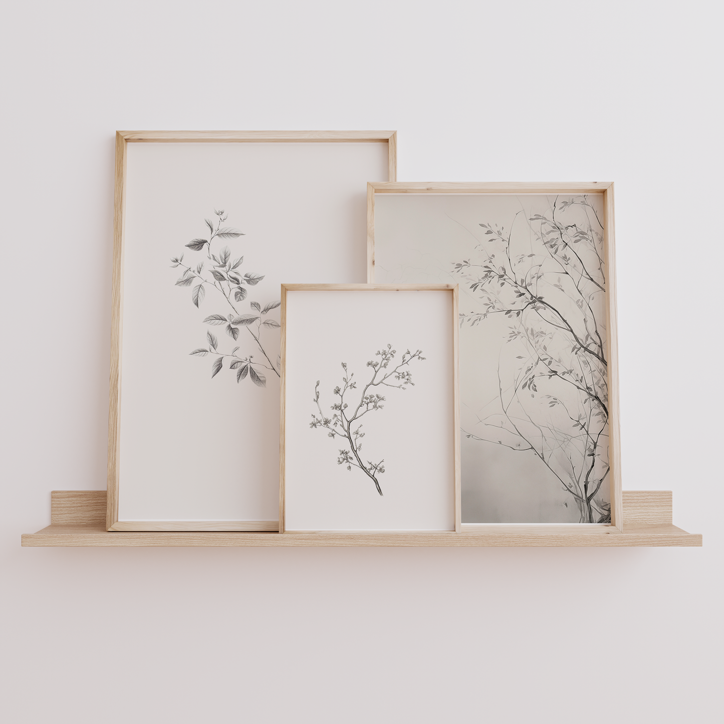 Vintage Minimal Botanical Wall Art | Canvas Art, Art Prints & Framed Canvas, antique branch flower beige brown black muted moody canvas wall art poster print, set of 2 set of 3 living room dining room neutral minimalist modern bedroom wall decor, cottage core, country farmhouse