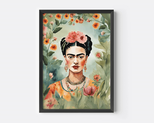 Frida Kahlo Wall Art | Canvas Art, Art Prints & Framed Canvas,  flower botanical floral colorful canvas wall art print, mexico artist, watercolor illustration, feminine artwork, living room, bedroom, dining room, hallway gallery wall, set of 2 set of 3 prints