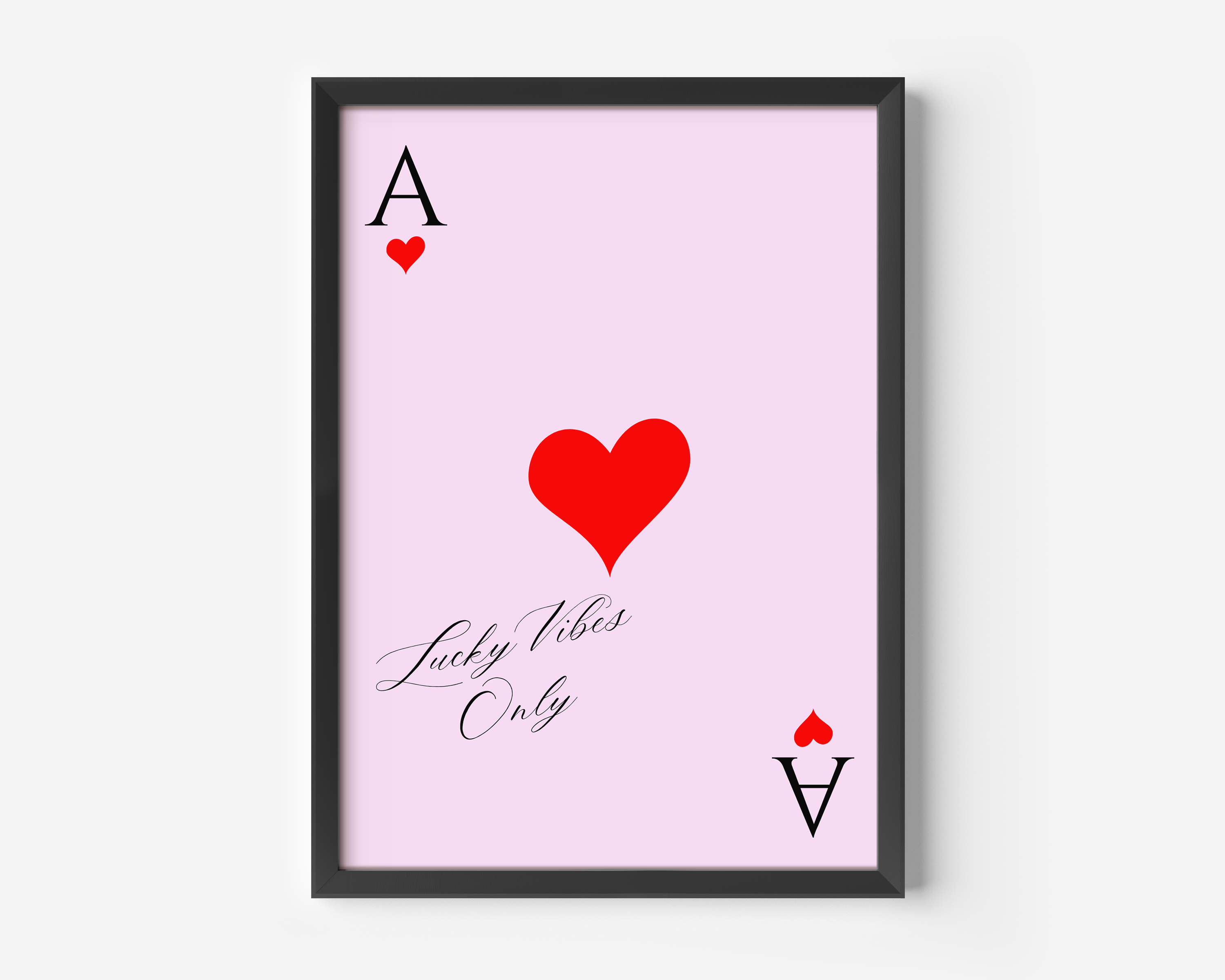 Ace of Hearts Pink Red Wall Art | Canvas Art, Art Prints & Framed Canvas, trendy fashion poster dorm bedroom bar cart kitchen apartment girly typography canvas wall art print