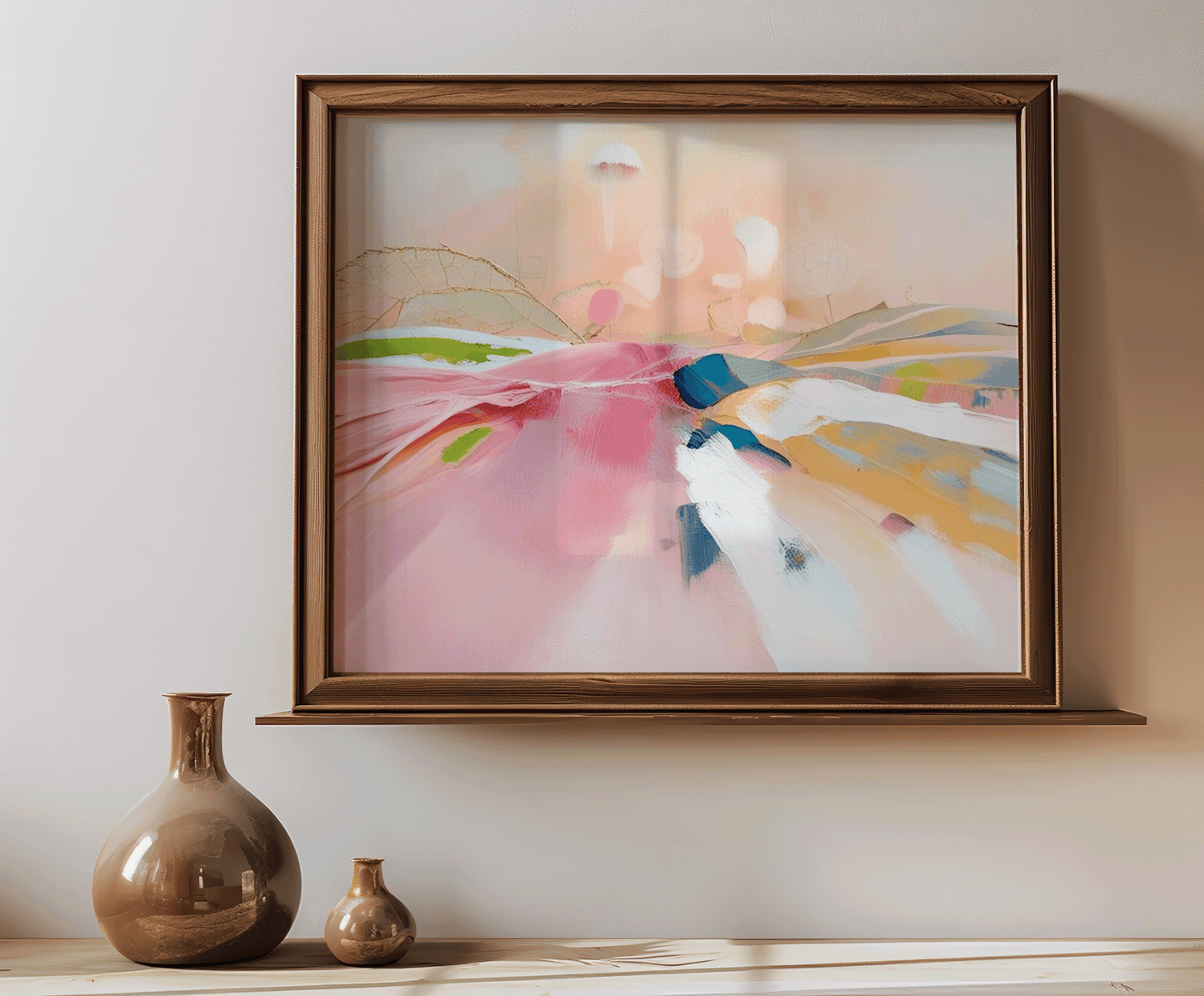 oversized abstract canvas wall art, pink colourful colorful modern contemporary abstract artwork, living room dining room hallway entryway bedroom framed canvas wall art