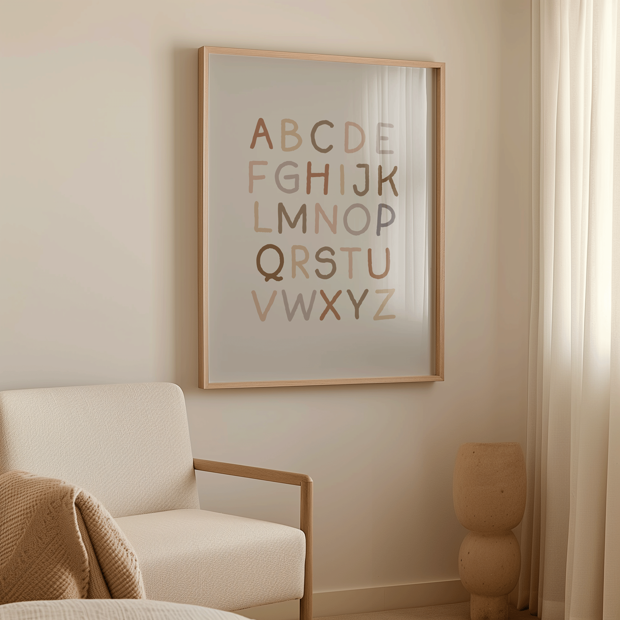 Alphabet Nursery Print | Canvas Art, Art Prints & Framed Canvas, abc boho vintage neutral minimal poster print nursery bedroom kids girl boy playroom canvas wall art