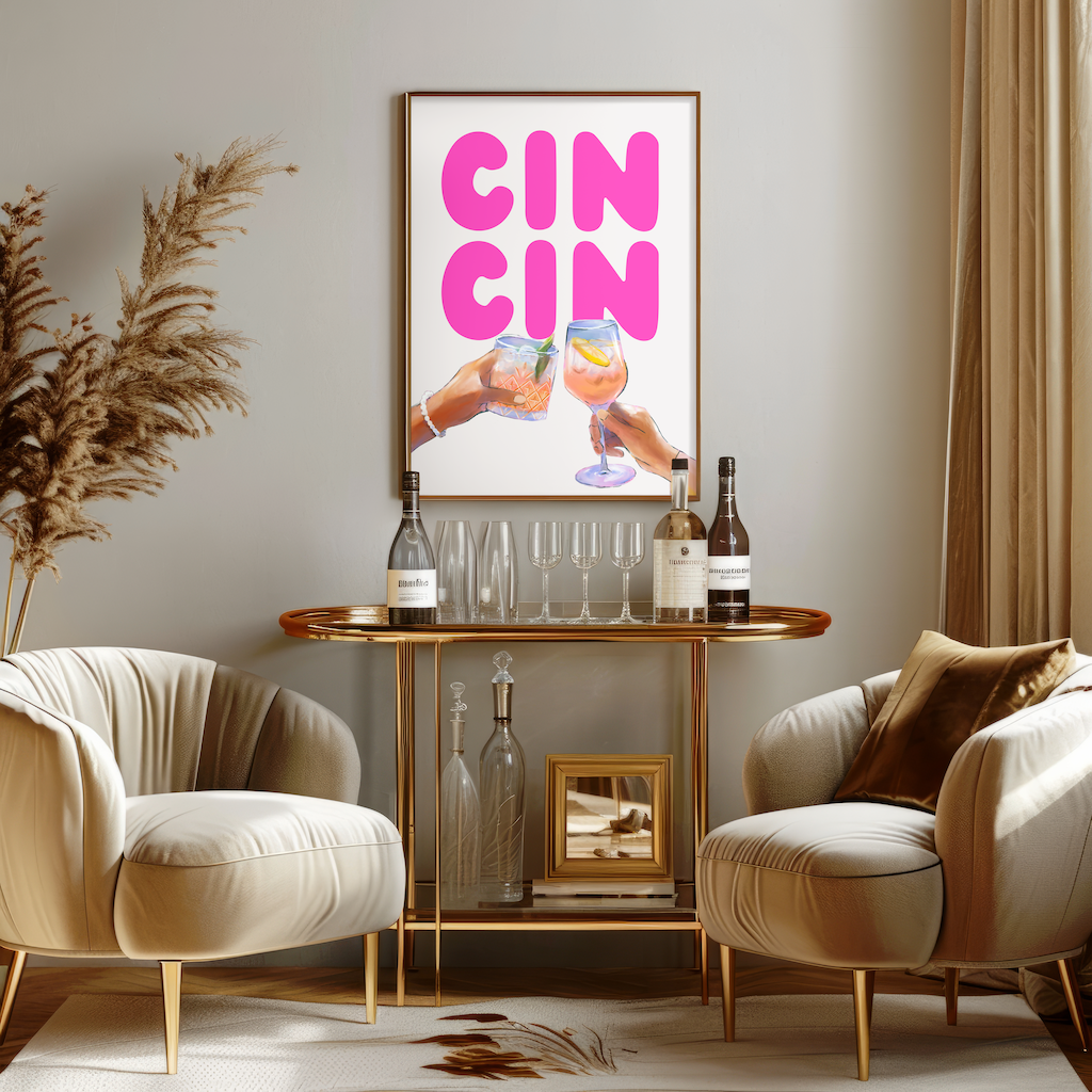 Bar Cart Wall Art | Canvas Art, Art Prints & Framed Canvas, cin cin cheers poster wall art print