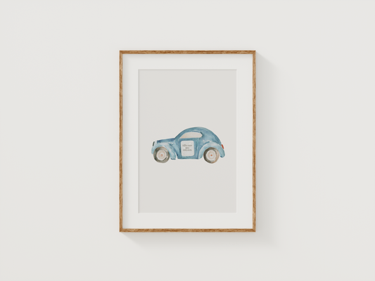 Car Nursery Wall Art | Canvas Art, Art Prints & Framed Canvas, boy neutral bedroom nursery playroom wall art, vintage car, blue car, little racer big dreams