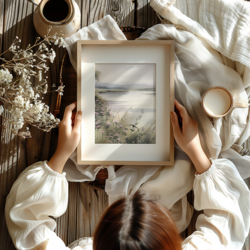 Vintage Nature Wall Art | Canvas Art, Art Prints & Framed Canvas, wildflowers, lake, mountains