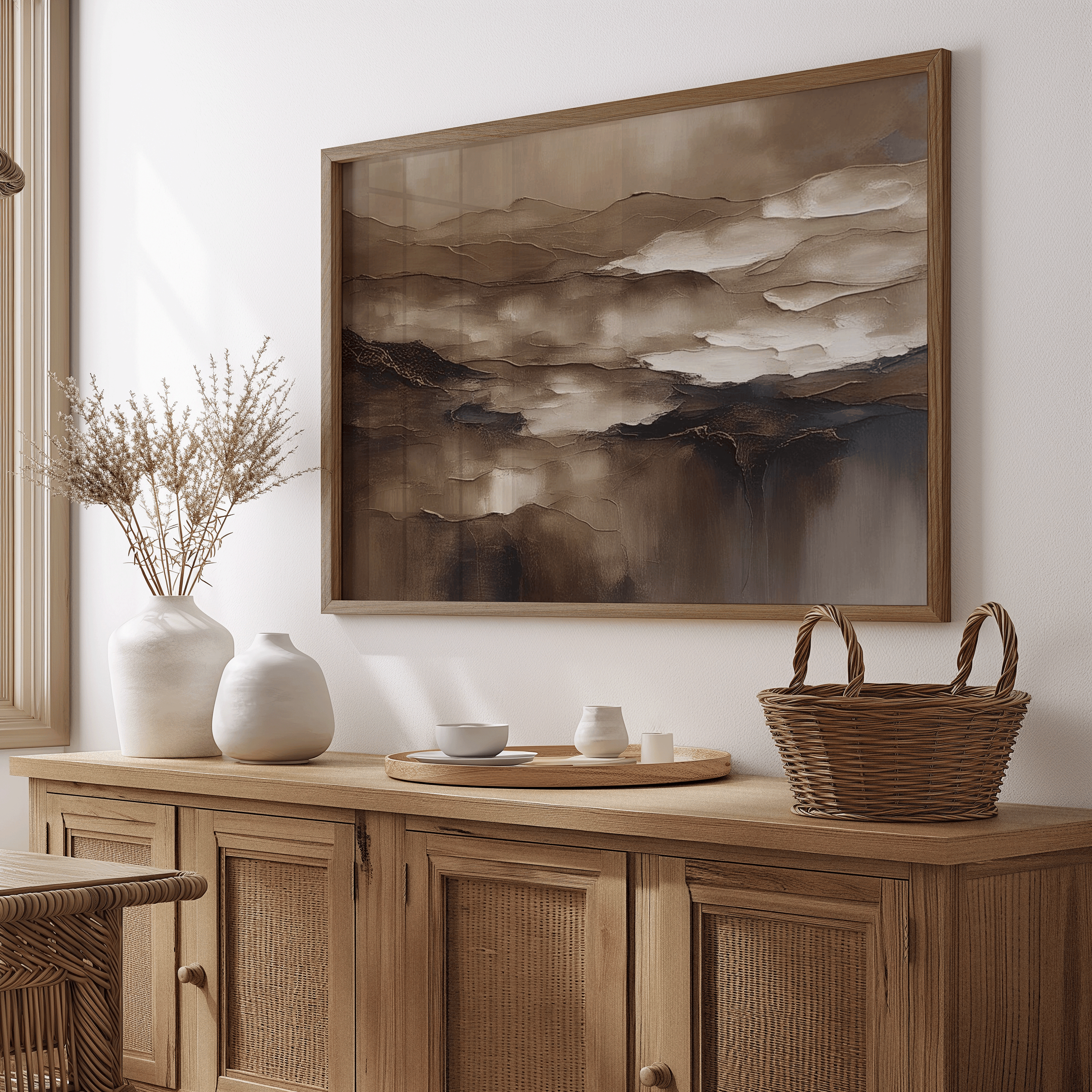 Brown Wall Art Canvas | Canvas Art, Art Prints & Framed Canvas, brown textured artwork, brown beige black moody abstract modern contemporary canvas wall art, living room dining room hallway bedroom entryway horizontal oil painting wall art print