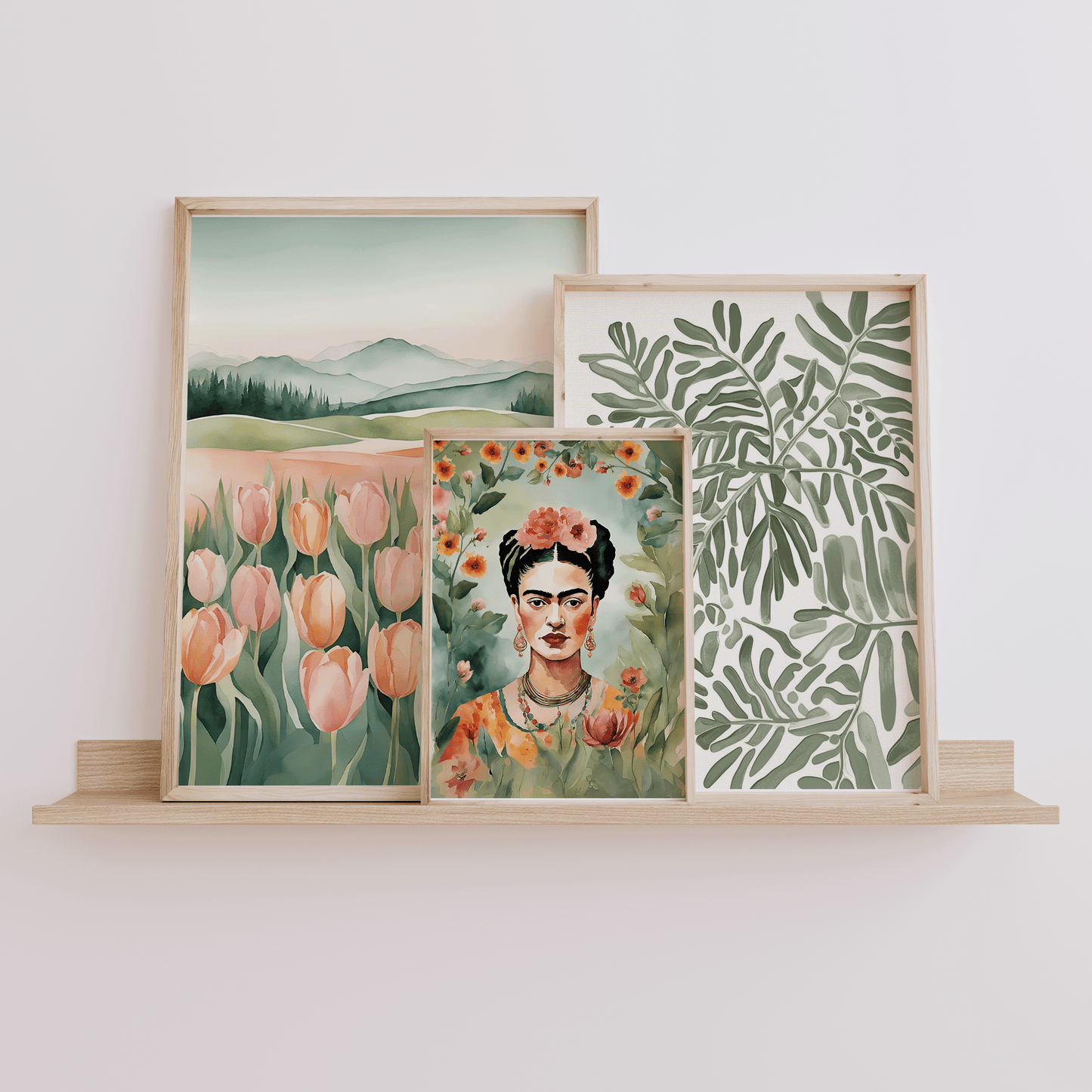 Frida Kahlo Wall Art | Canvas Art, Art Prints & Framed Canvas,  flower botanical floral colorful canvas wall art print, mexico artist, watercolor illustration, feminine artwork, living room, bedroom, dining room, hallway gallery wall, set of 2 set of 3 prints