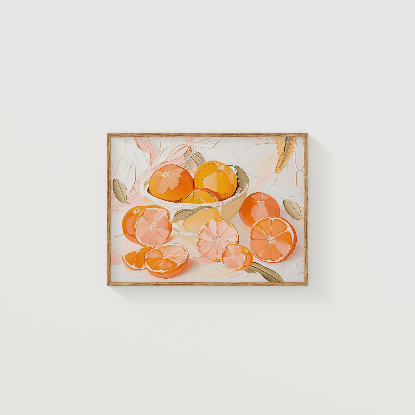 Citrus Fruit Wall Art | Canvas Art, Art Prints & Framed Canvas, orange, bloody orange, lemon, pink, peach, white, green oil painting canvas wall art, kitchen, bar cart, dining room, still life, restaurant, meditteranean fruit wall art