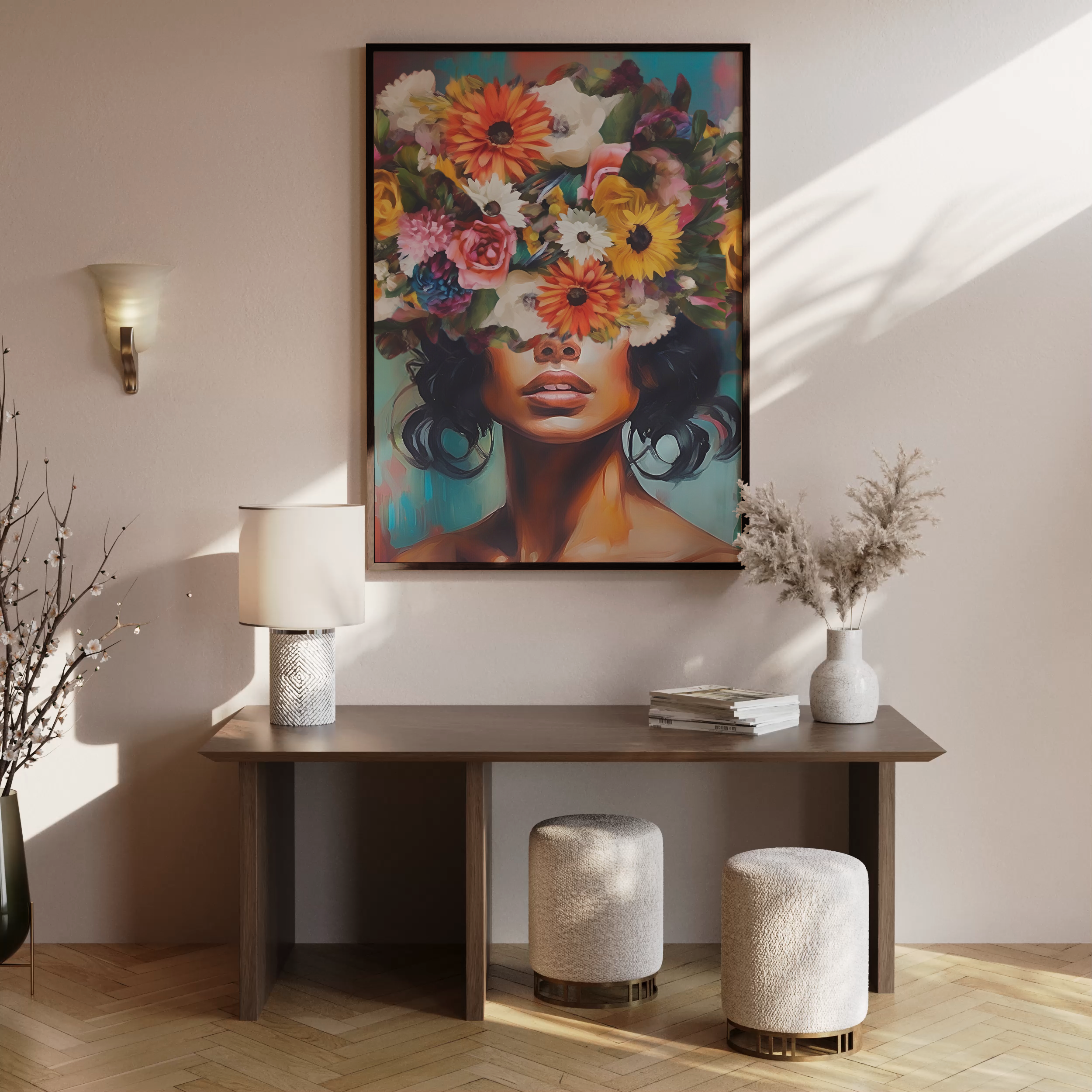 Flower Head Girl Art | Canvas Art, Art Prints & Framed Canvas