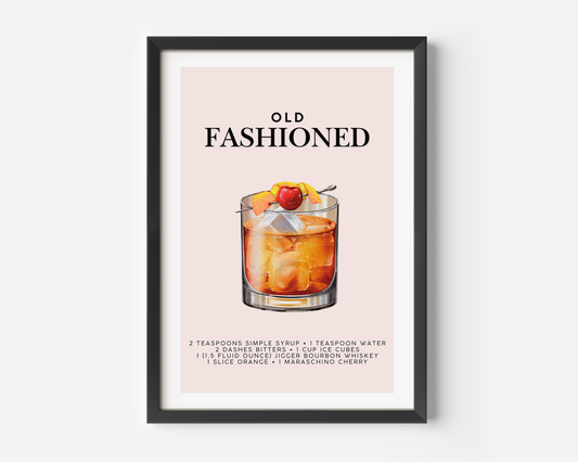 Old Fashioned DRINK Wall Art, bar cart wall art, kitchen wall art, cocktail drink print | Canvas Art, Art Prints & Framed Canvas