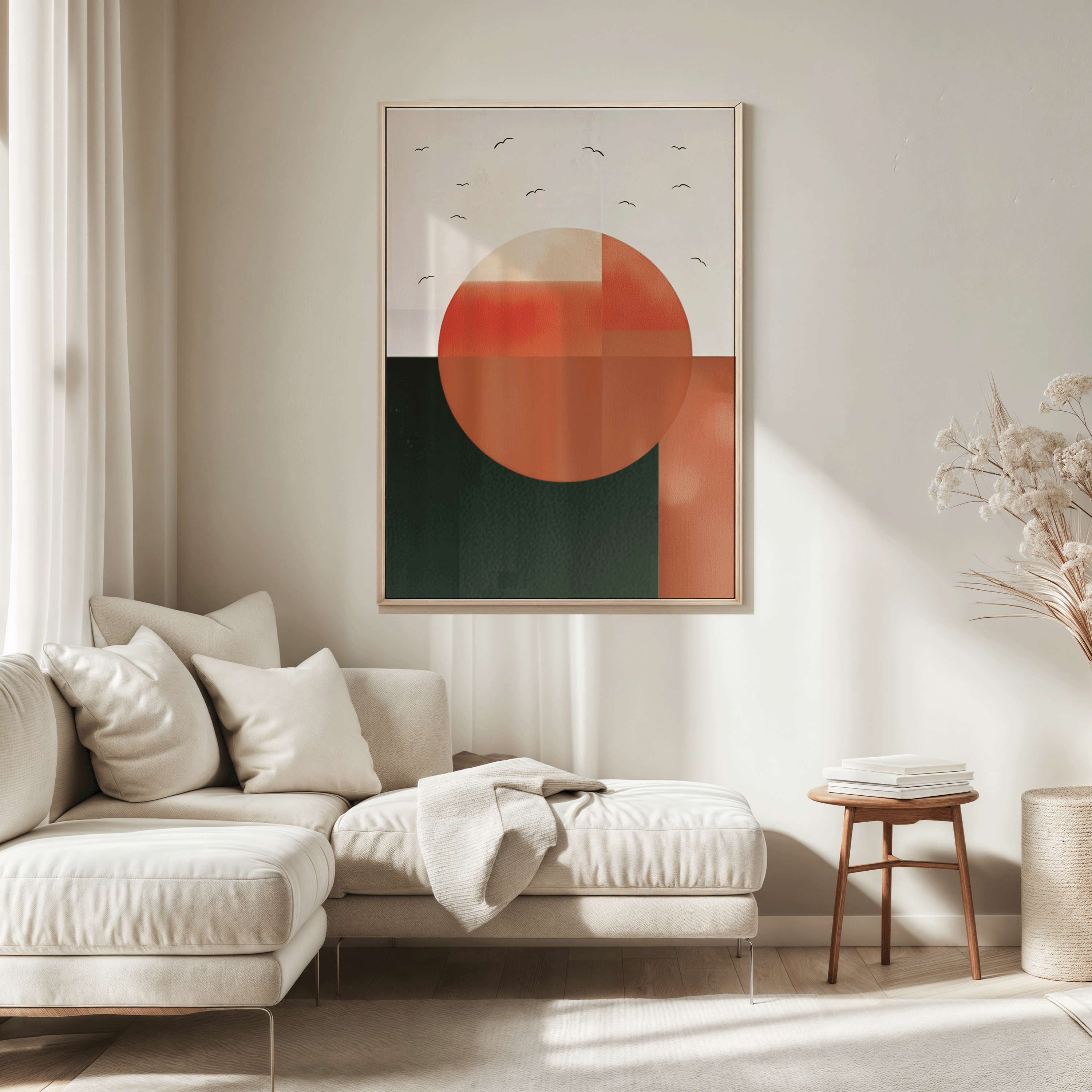 Boho Abstract Wall Art | Canvas Art, Art Prints & Framed Canvas, scandinavian boho nordic norwegian wall art poster print, boho vintage color block orange green beige black, living room dining room bedroom hallway wall art canvas wall art prints