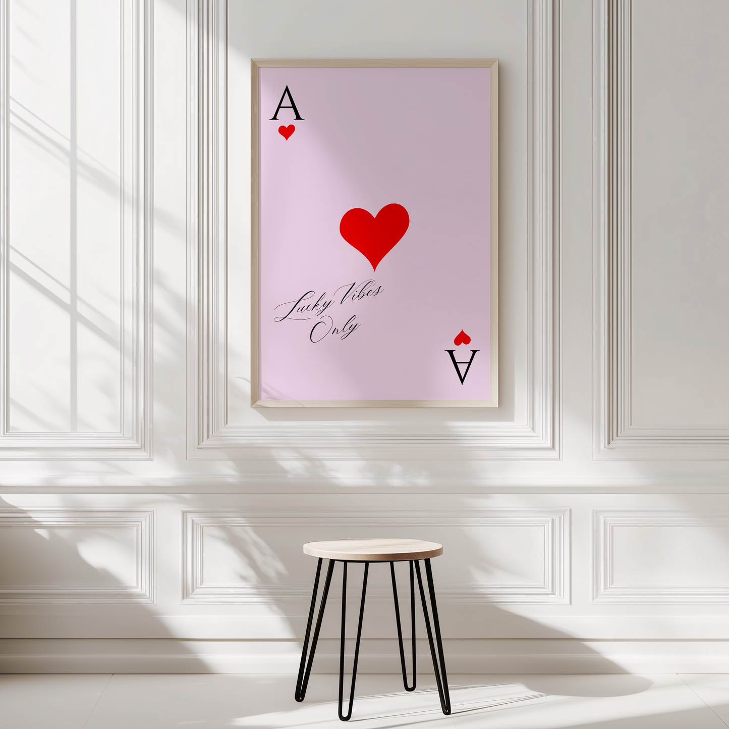 Ace of Hearts Pink Red Wall Art | Canvas Art, Art Prints & Framed Canvas, trendy fashion poster dorm bedroom bar cart kitchen apartment girly typography canvas wall art print