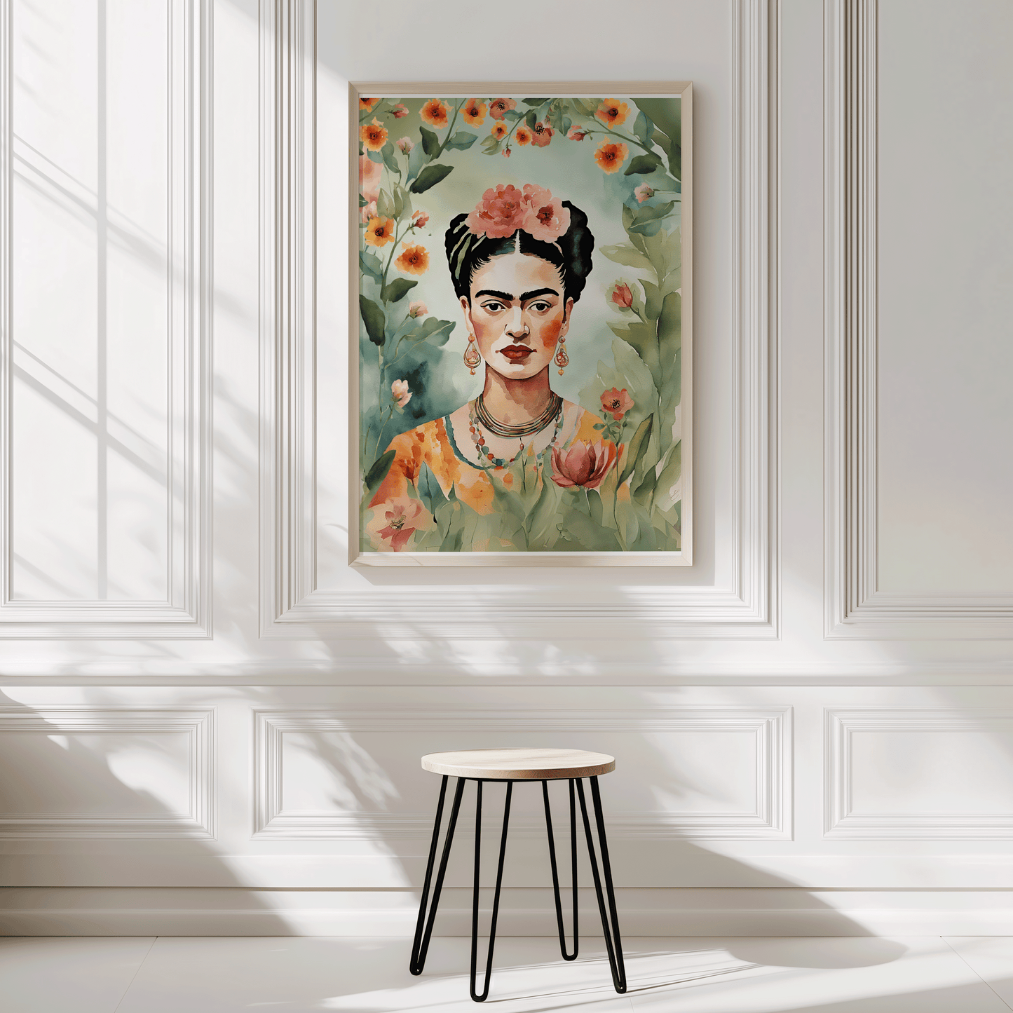 Frida Kahlo Wall Art | Canvas Art, Art Prints & Framed Canvas,  flower botanical floral colorful canvas wall art print, mexico artist, watercolor illustration, feminine artwork, living room, bedroom, dining room, hallway gallery wall, set of 2 set of 3 prints