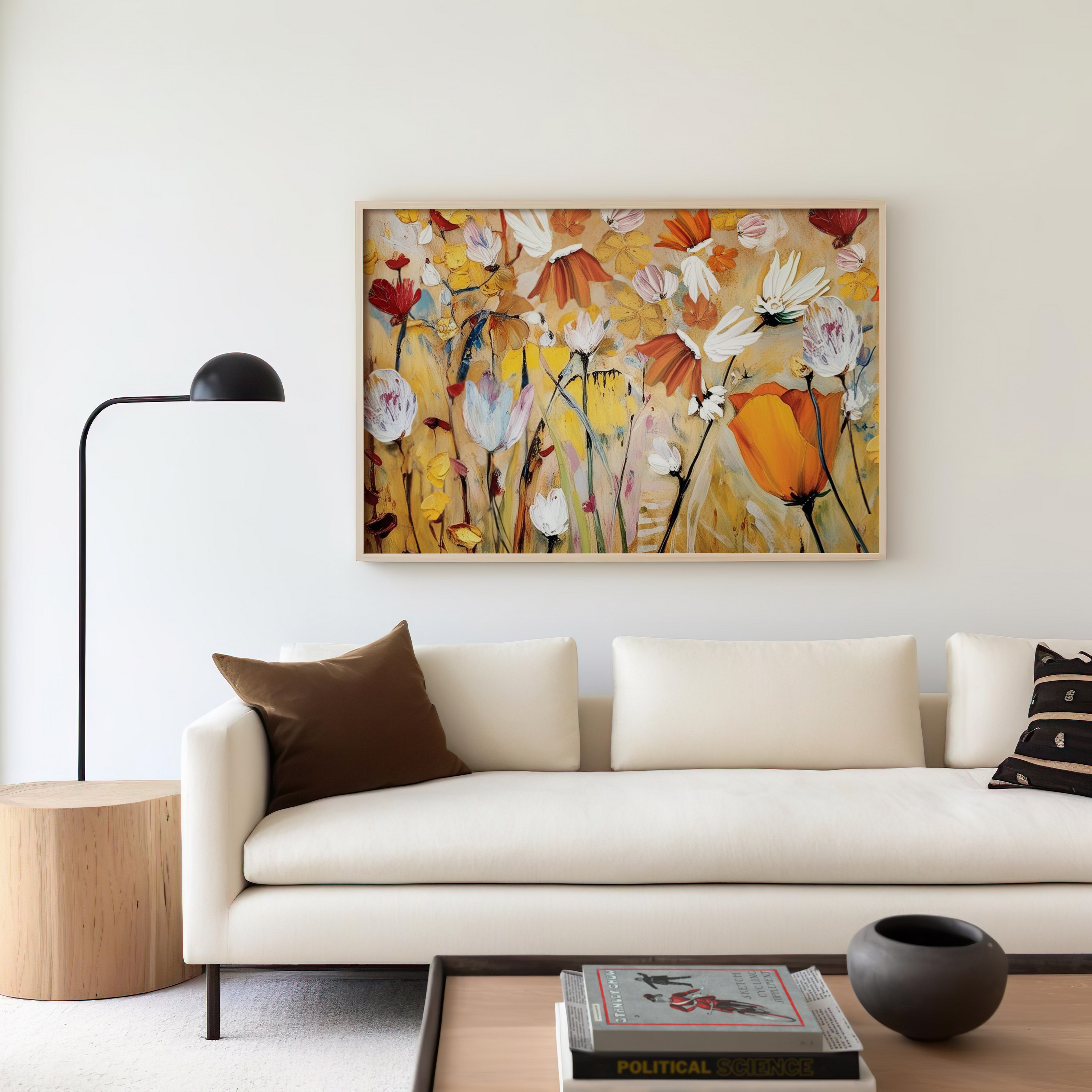 Spring Flower Wall Art | Canvas Art, Art Prints & Framed Canvas, Jostle wall art, orange yellow white botanical oil painting, Jill Martin