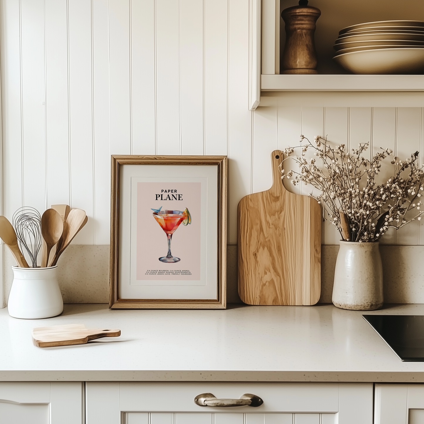 Paper Plane Cocktail Print | Canvas Art, Art Prints & Framed Canvas, signature drink paper plane cocktail poster print, party wedding bar sign, kitchen bar cart canvas wall art print