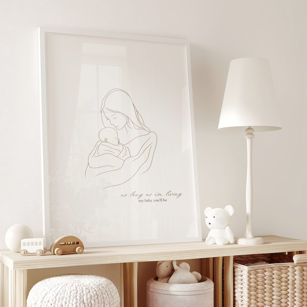 Mother and Baby Line Art for Nursery | Canvas Art, Art Prints & Framed Canvas