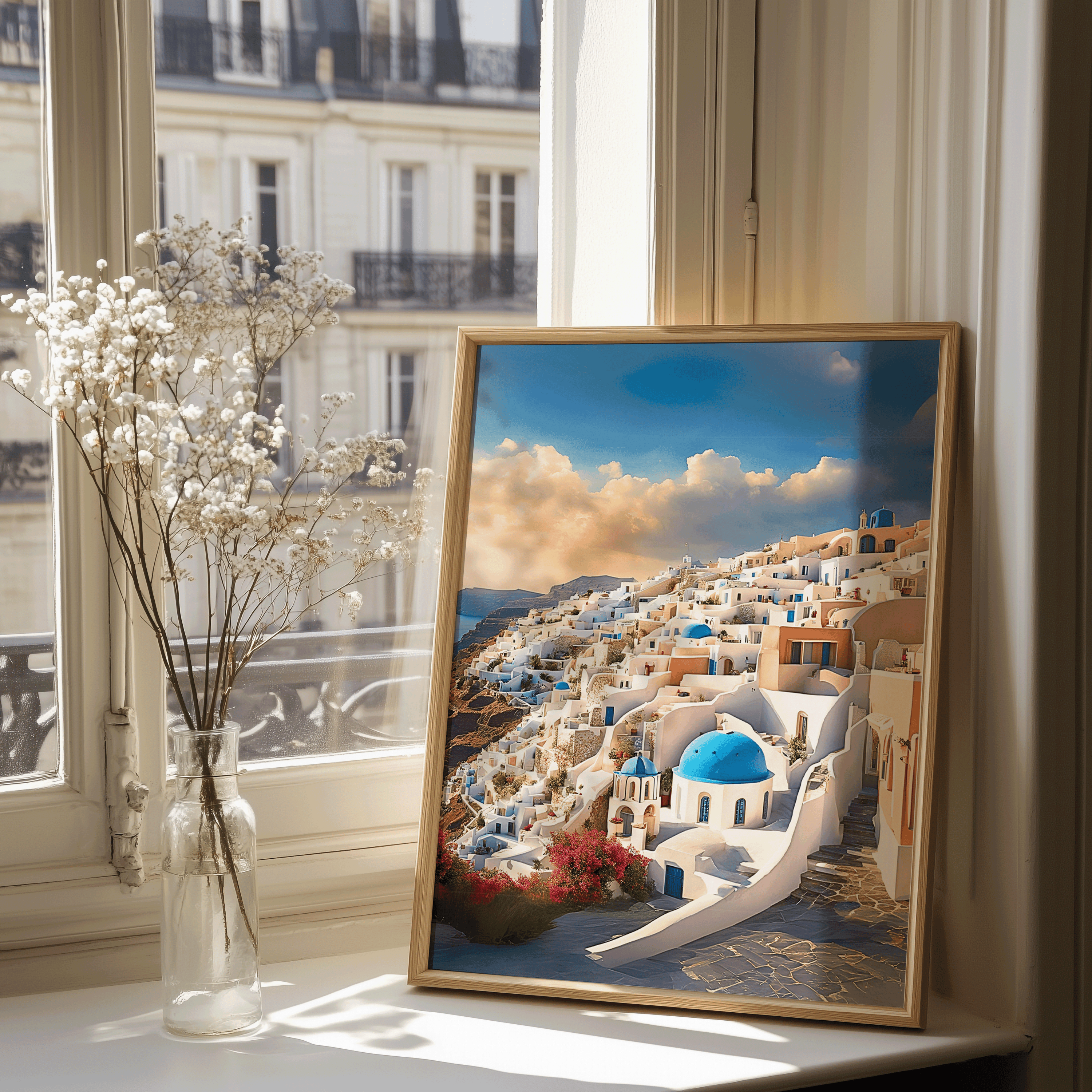 Santorini Wall Art | Canvas Art, Art Prints & Framed Canvas, santorini greece canvas wall art poster print, travel photography print, botanical mediterranean canvas wall art