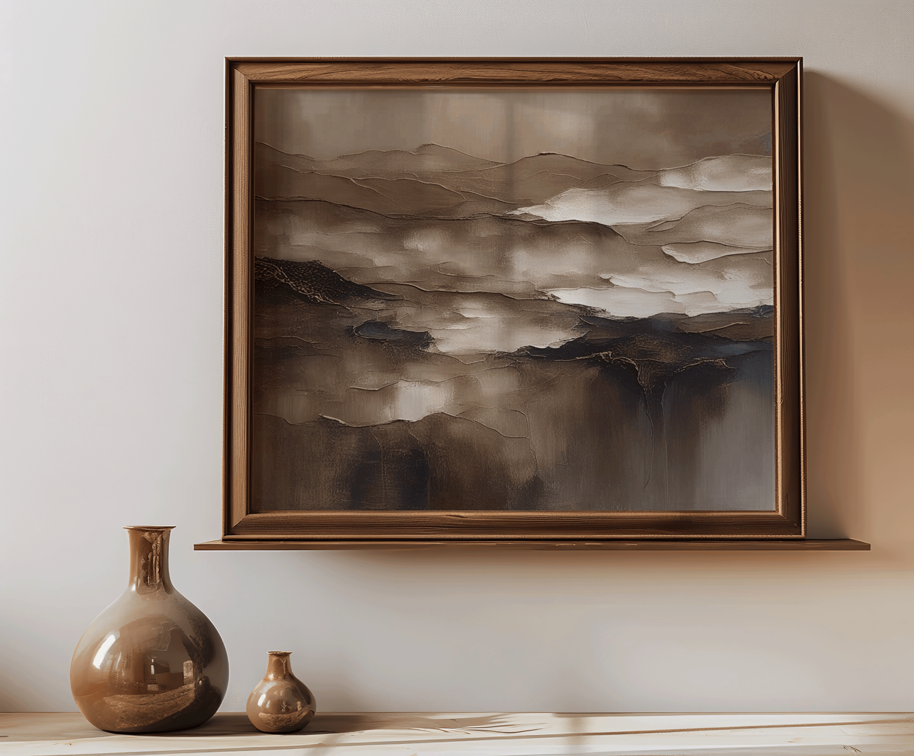 Brown Wall Art Canvas | Canvas Art, Art Prints & Framed Canvas, brown textured artwork, brown beige black moody abstract modern contemporary canvas wall art, living room dining room hallway bedroom entryway horizontal oil painting wall art print