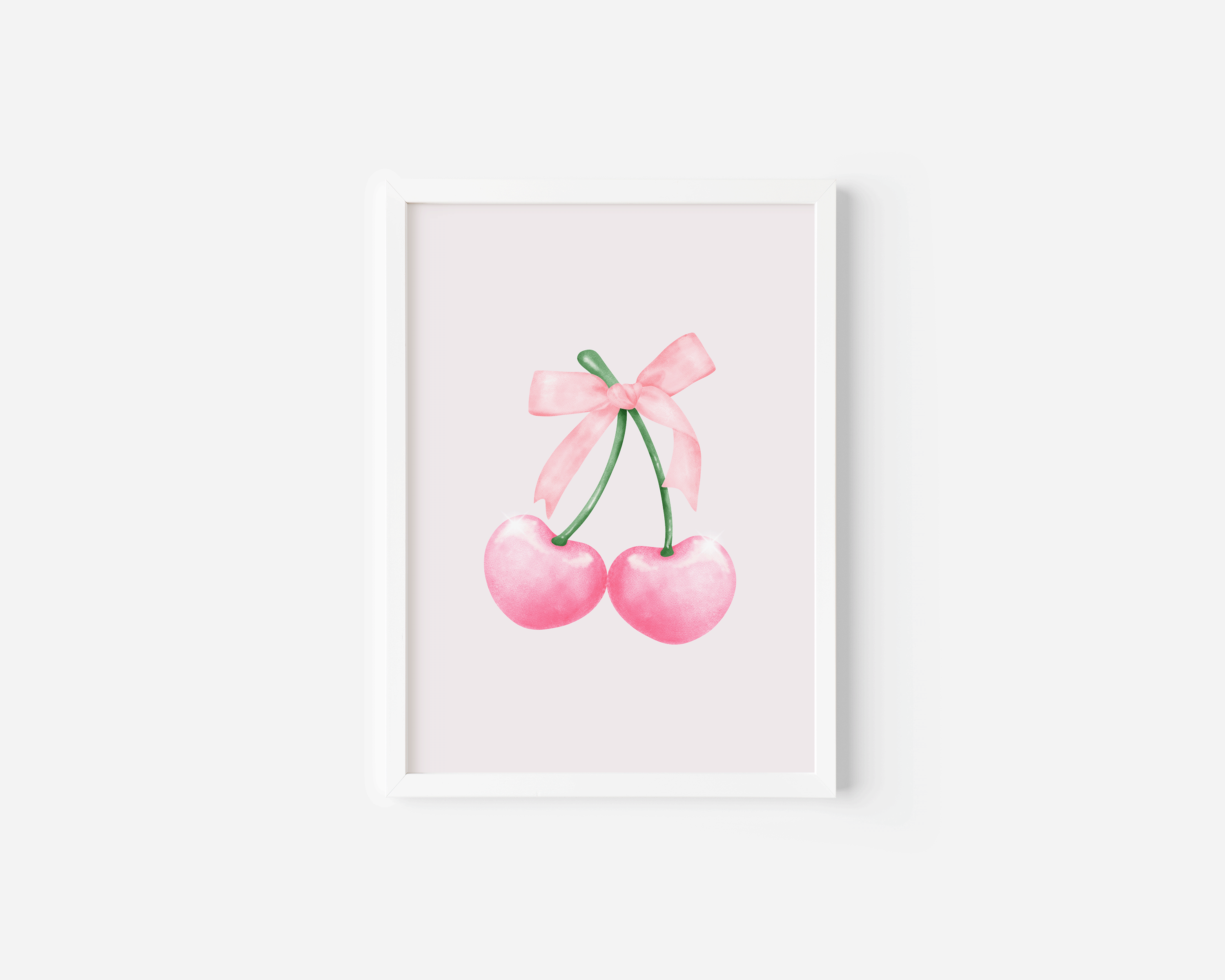 Cherry Bow Nursery Wall Art | Canvas Art, Art Prints & Framed Canvas, watercolor pink cherries coquette bow, newborn baby girl nursery bedroom play room dorm canvas wall art prints, set of 2, set of 3