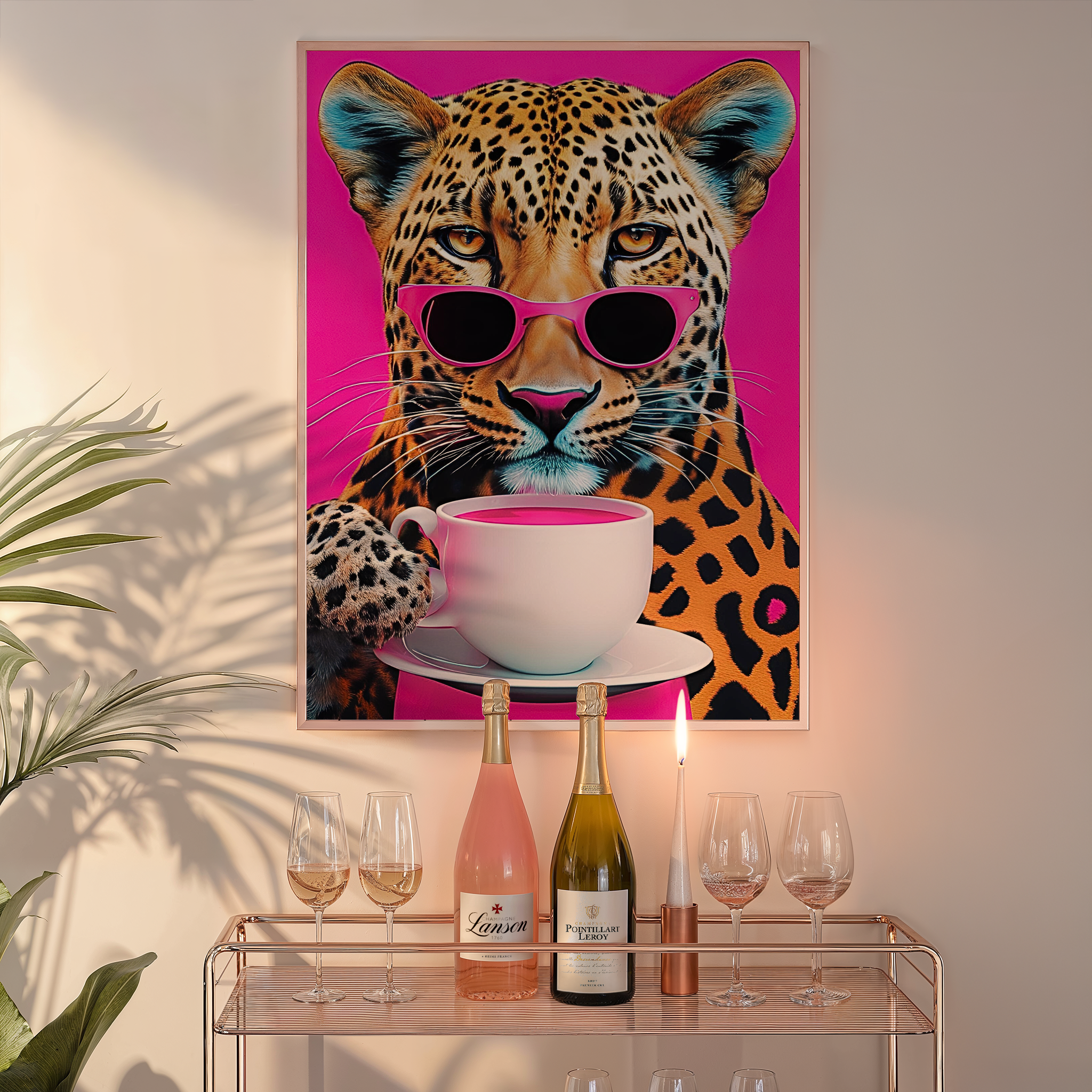 Leopard Drinking Coffee Print | Canvas Art, Art Prints & Framed Canvas