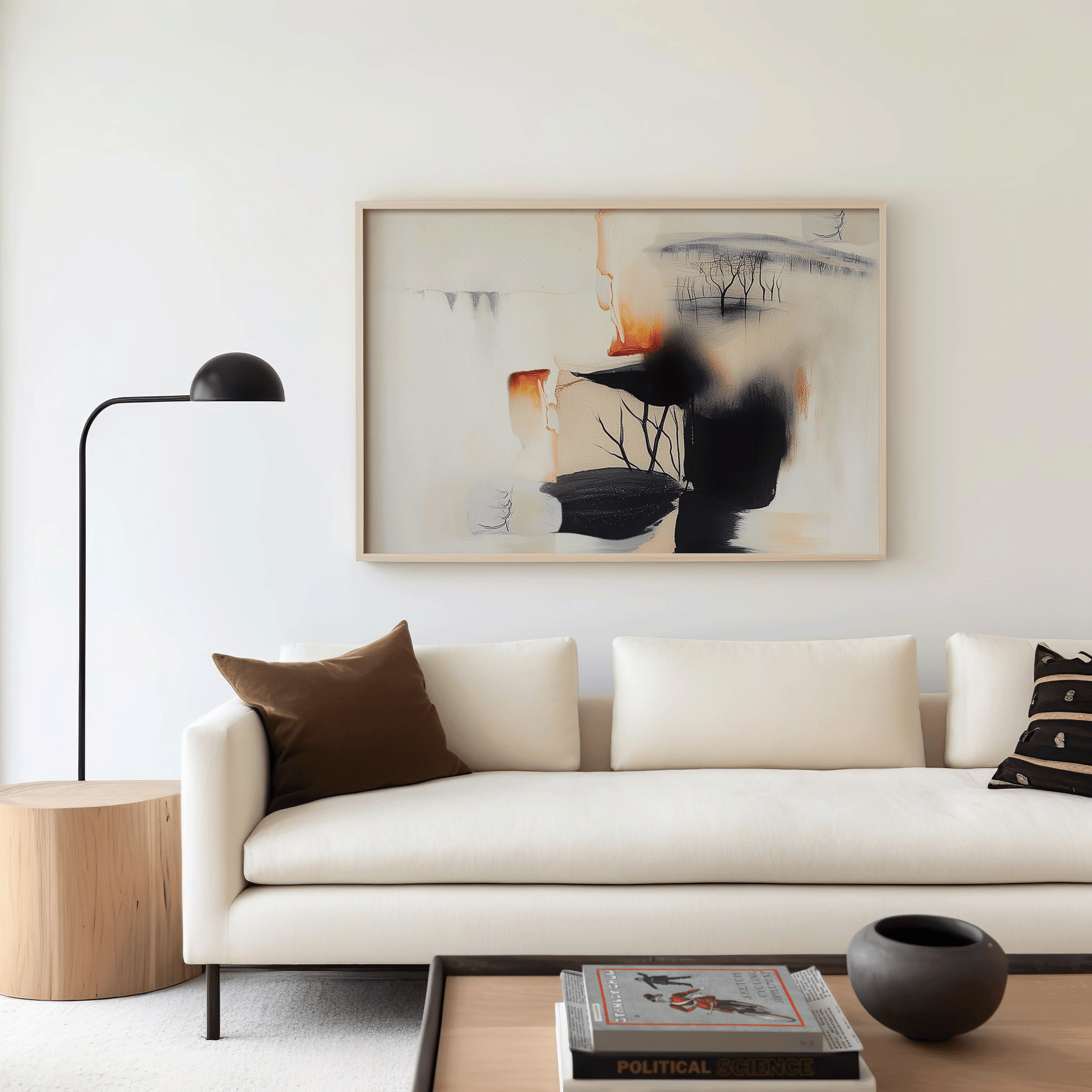 Abstract Black Orange Wall Art | Canvas Art, Art Prints & Framed Canvas, beige, white, brown, orange, black modern contemporary abstract canvas wall art