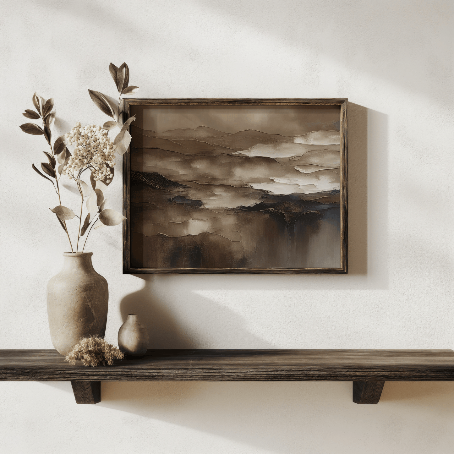 Brown Wall Art Canvas | Canvas Art, Art Prints & Framed Canvas, brown textured artwork, brown beige black moody abstract modern contemporary canvas wall art, living room dining room hallway bedroom entryway horizontal oil painting wall art print