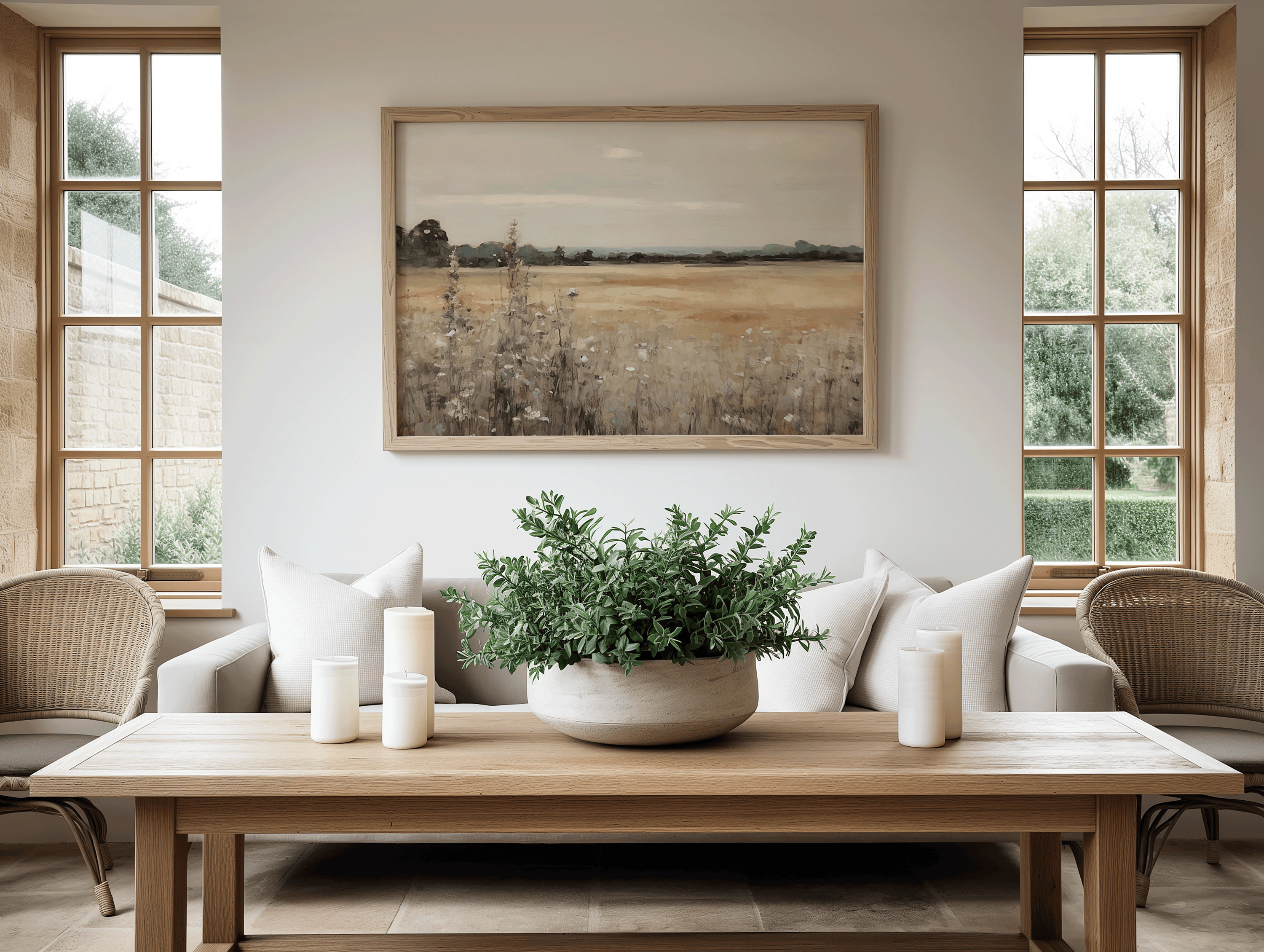 Nature Landscape Wall Art | Canvas Art, Art Prints & Framed Canvas, muted moody vintage wildflowers green countryside cottage core country farmhouse living room canvas wall art