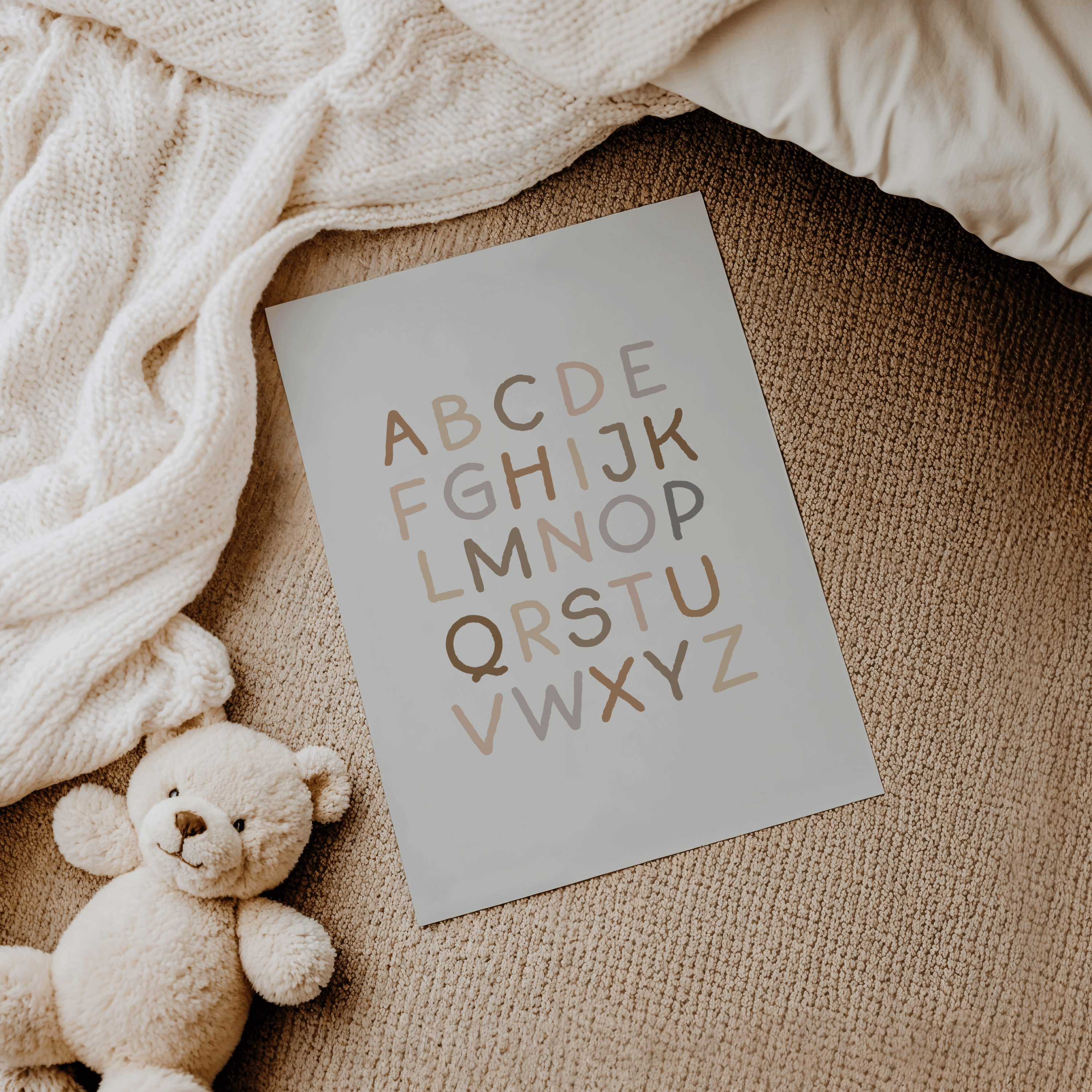 Alphabet Nursery Print | Canvas Art, Art Prints & Framed Canvas, abc boho vintage neutral minimal poster print nursery bedroom kids girl boy playroom canvas wall art