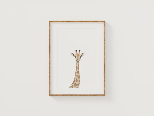 Giraffe Nursery Wall Art | Canvas Art, Art Prints & Framed Canvas, minimal neutral boho watercolor giraffe zoo animal print for kids bedroom nursery playroom canvas wall art