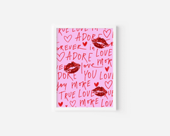Red Lips and Love Words Wall Art – Pink and Red Romantic Print | Canvas Art, Art Prints & Framed Canvas - Buy Wall Art