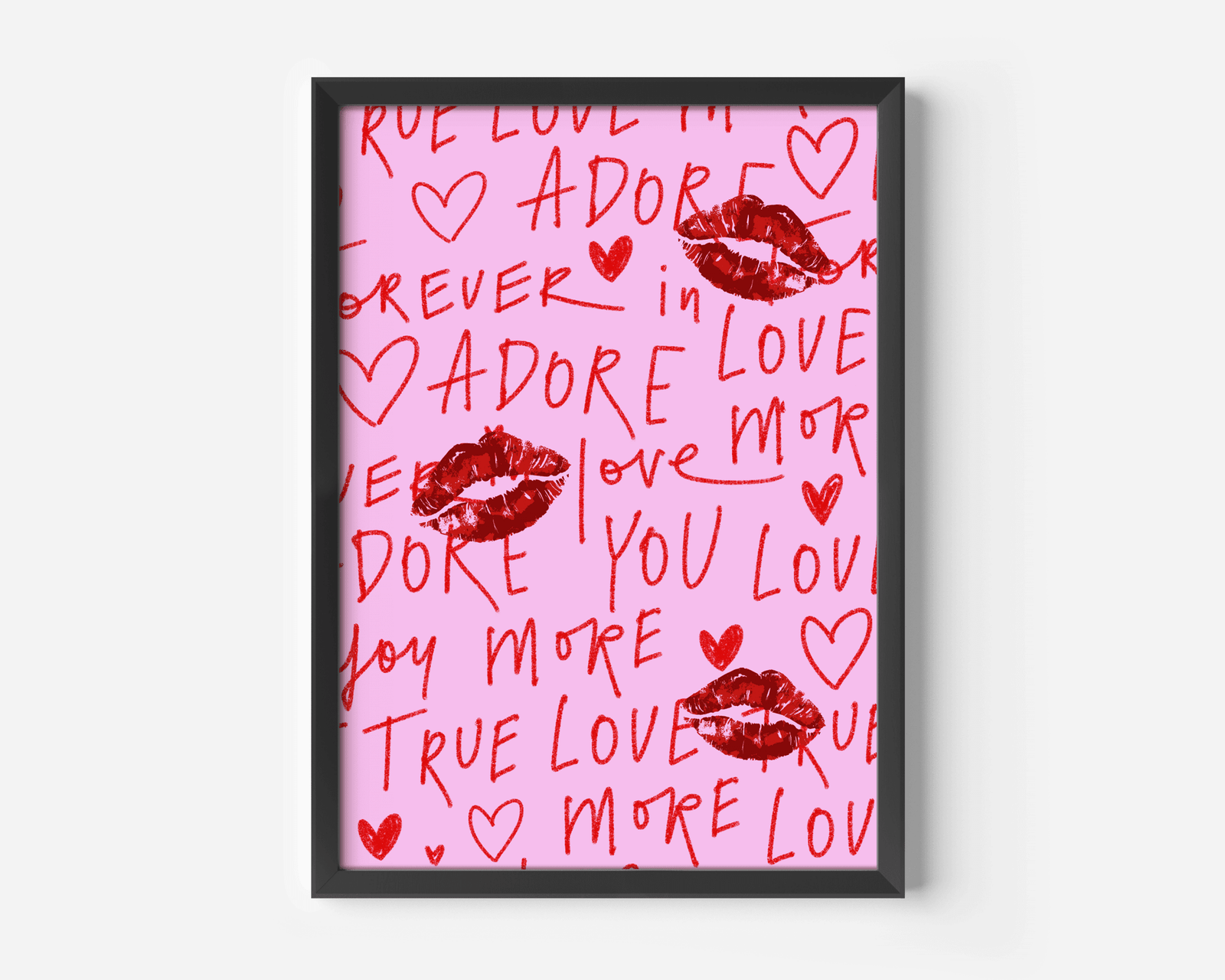 Red Lips and Love Words Wall Art – Pink and Red Romantic Print | Canvas Art, Art Prints & Framed Canvas - Buy Wall Art