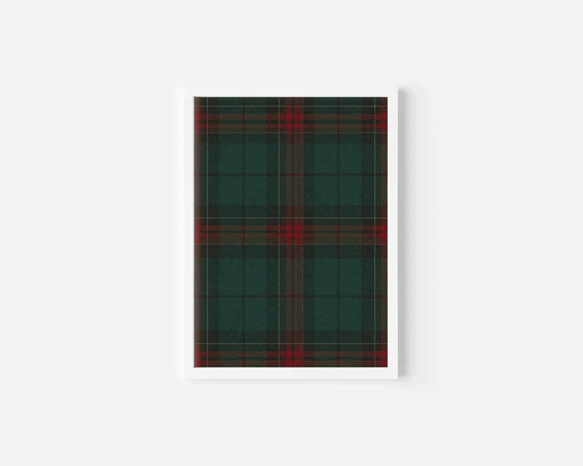 Tartan plaid Christmas print in a white frame for a modern holiday look