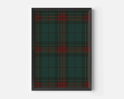 Tartan plaid Christmas wall art print in black frame, Ralph Lauren-inspired holiday decor for modern seasonal living rooms