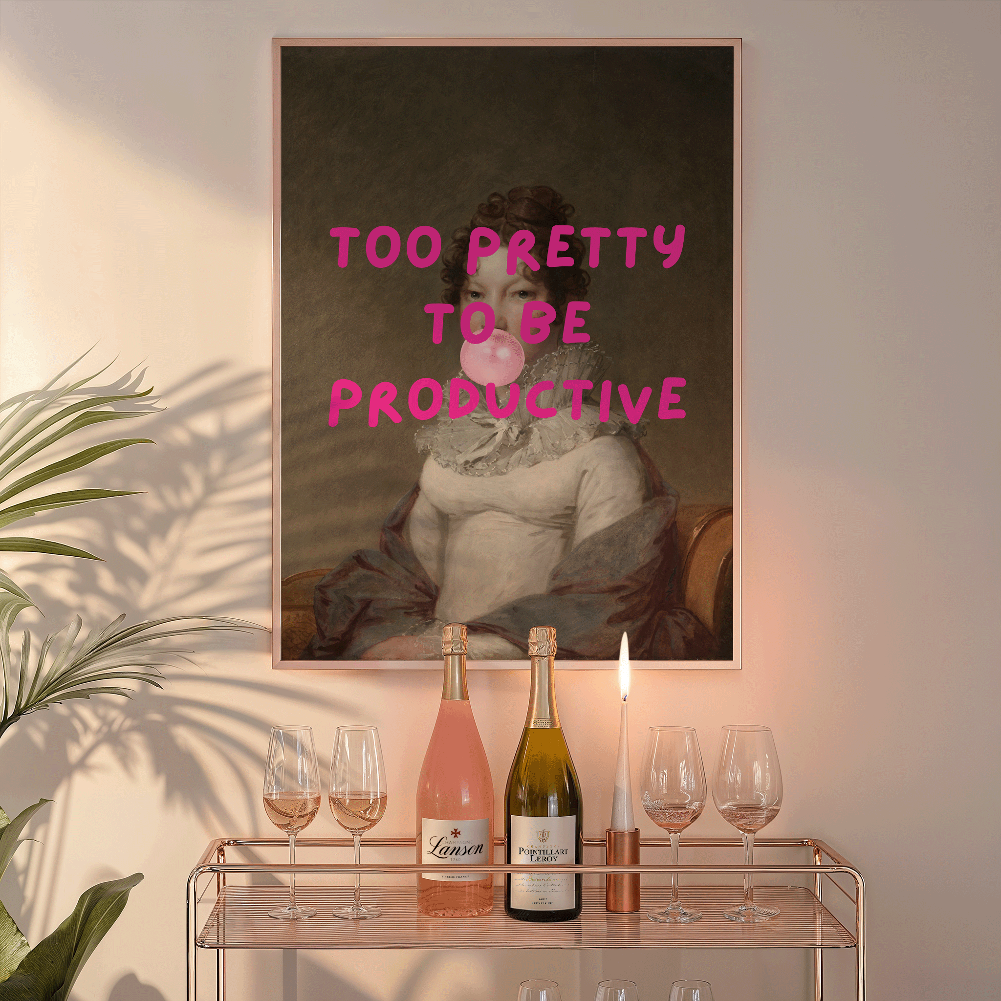 Too Pretty to Be Productive - Funny Feminine Wall Art | Canvas Art, Art Prints & Framed Canvas - Buy Wall Art